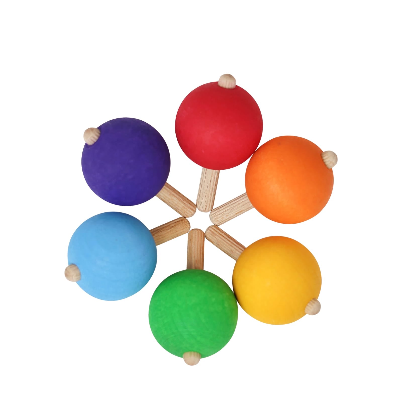 6 Spinning Tops - Rainbow