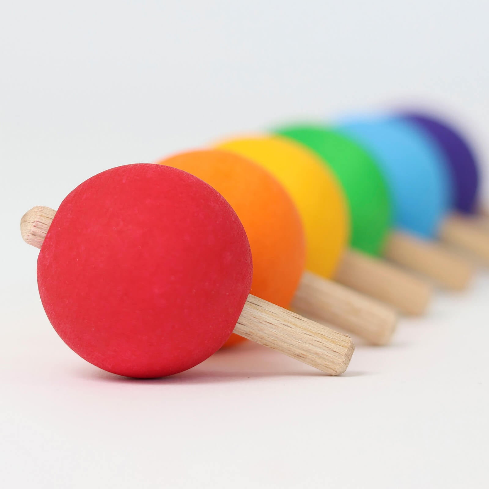 6 Spinning Tops - Rainbow