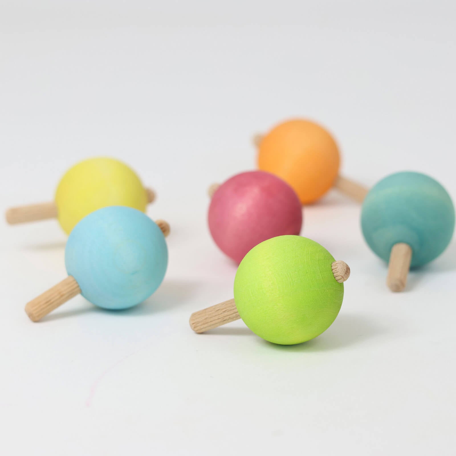 6 Spinning Tops - Pastel