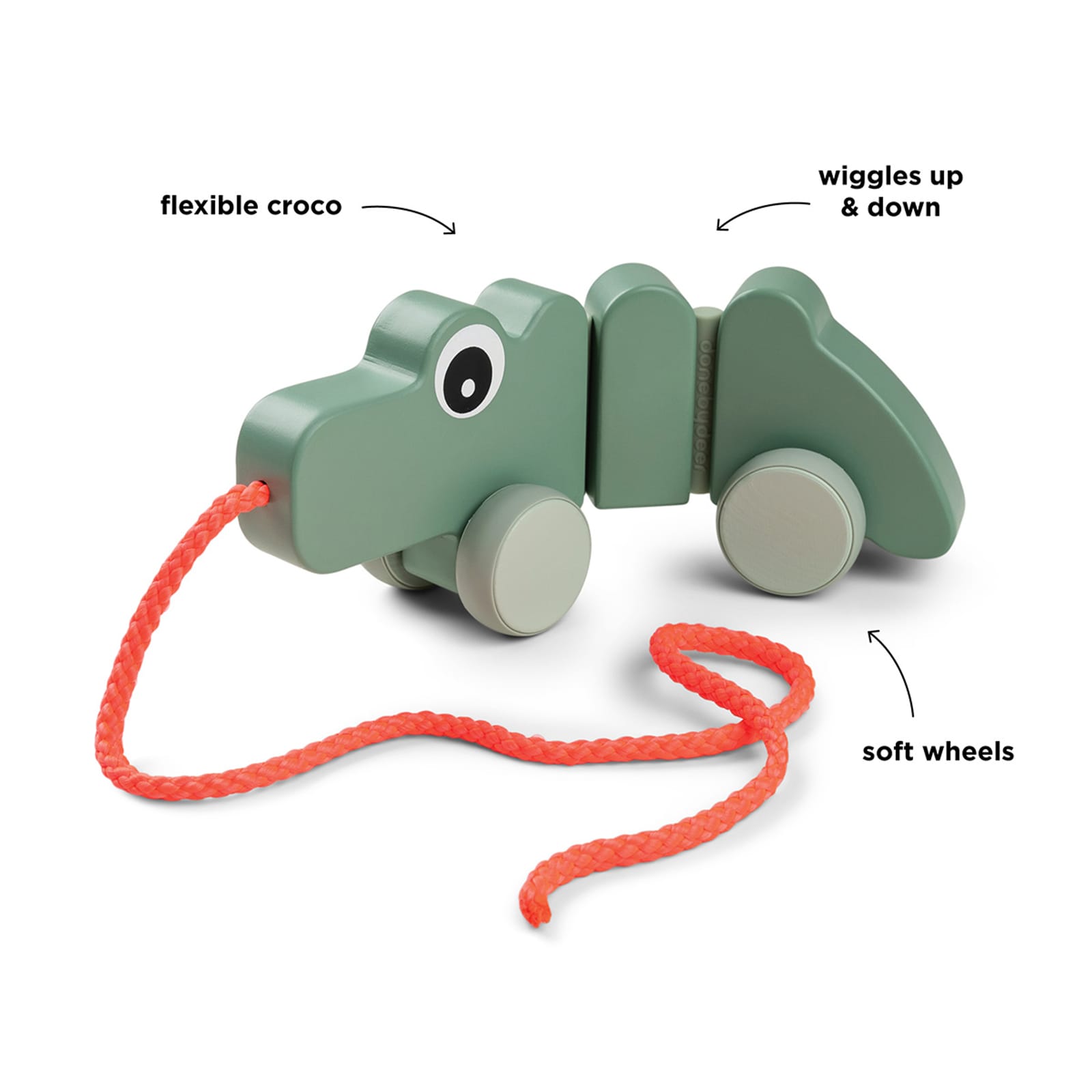 Pull Along Wiggle Toy - Croco Green