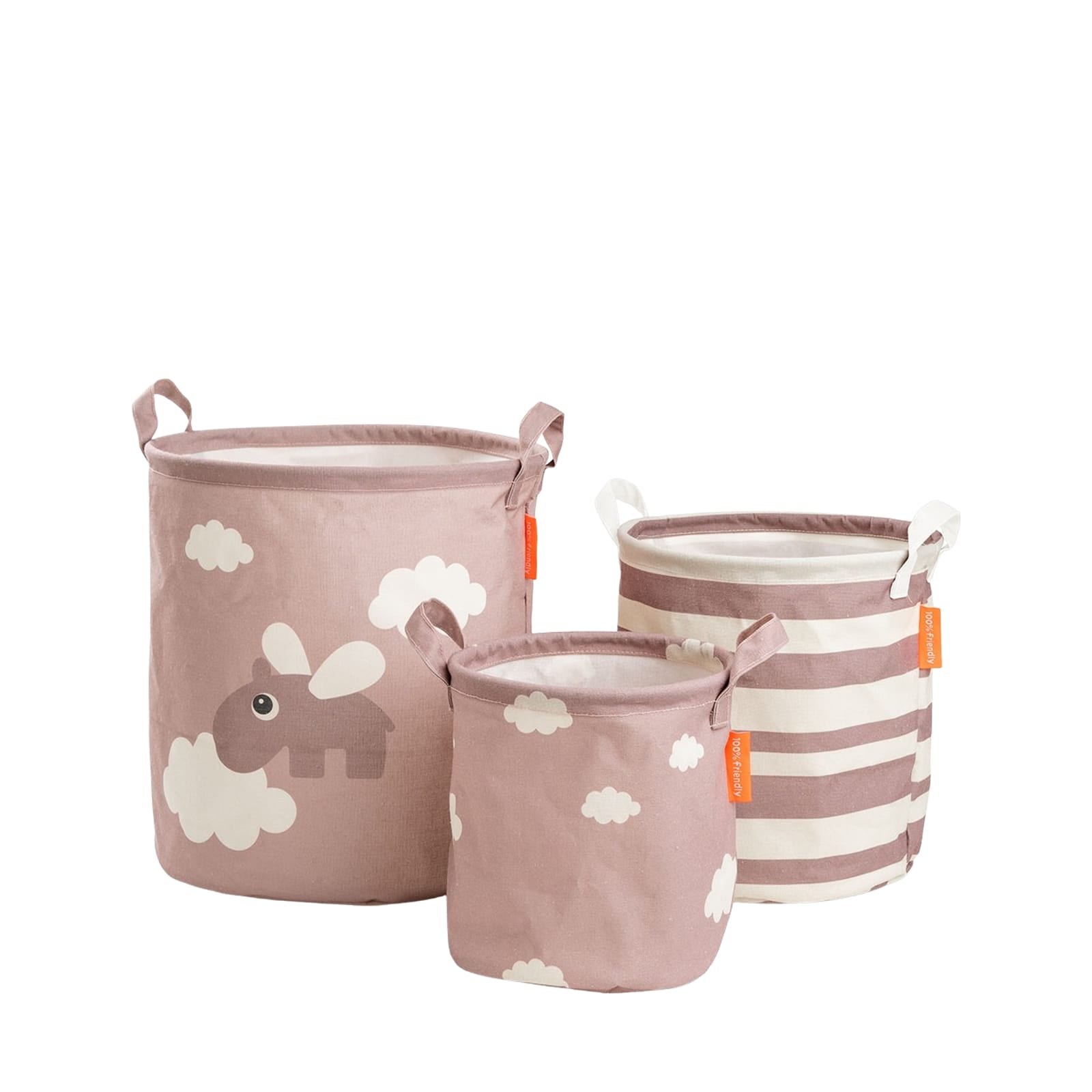 Storage Basket Set 3 Pieces - Happy Clouds Powder