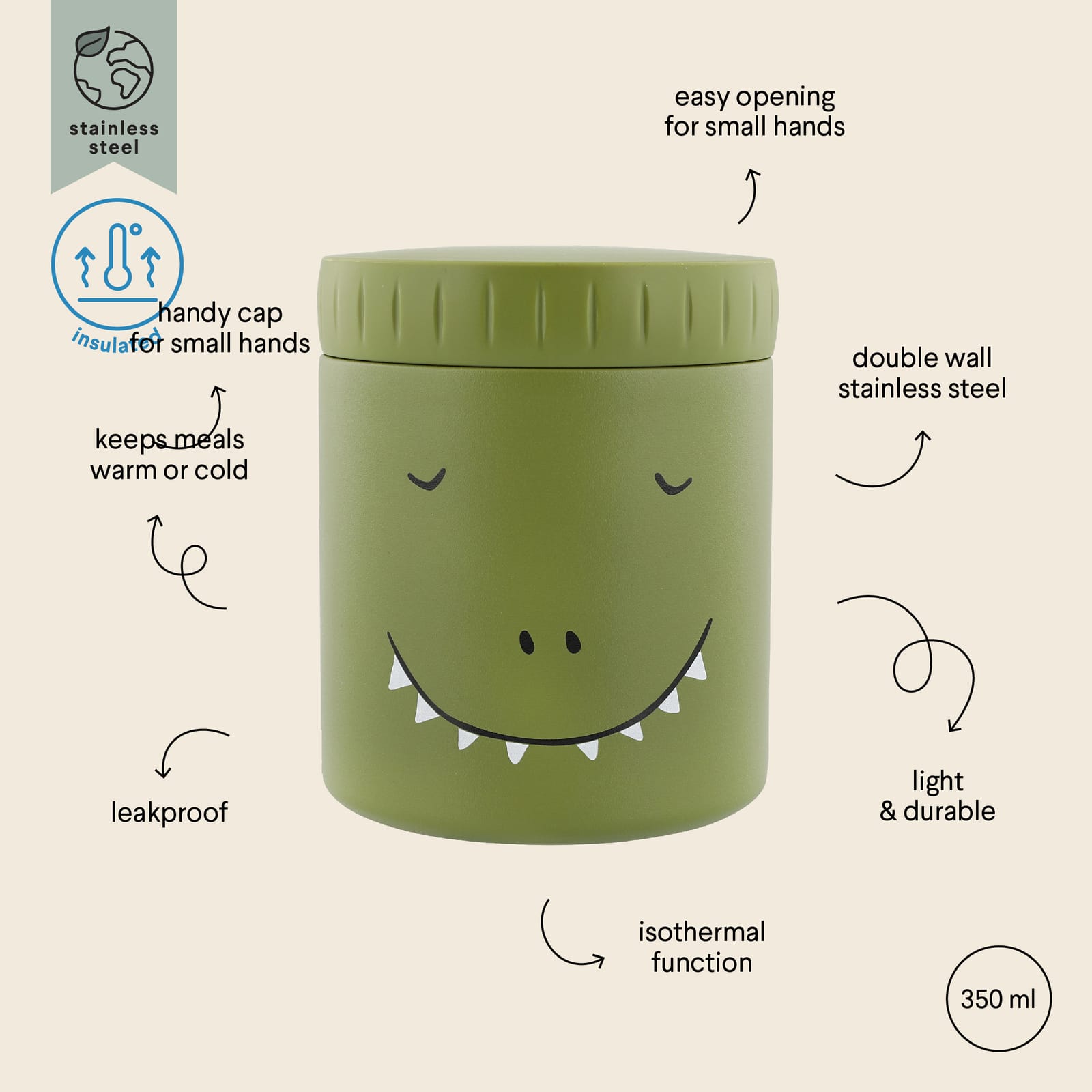 Insulated Food Jar 350ml - Mr Dino