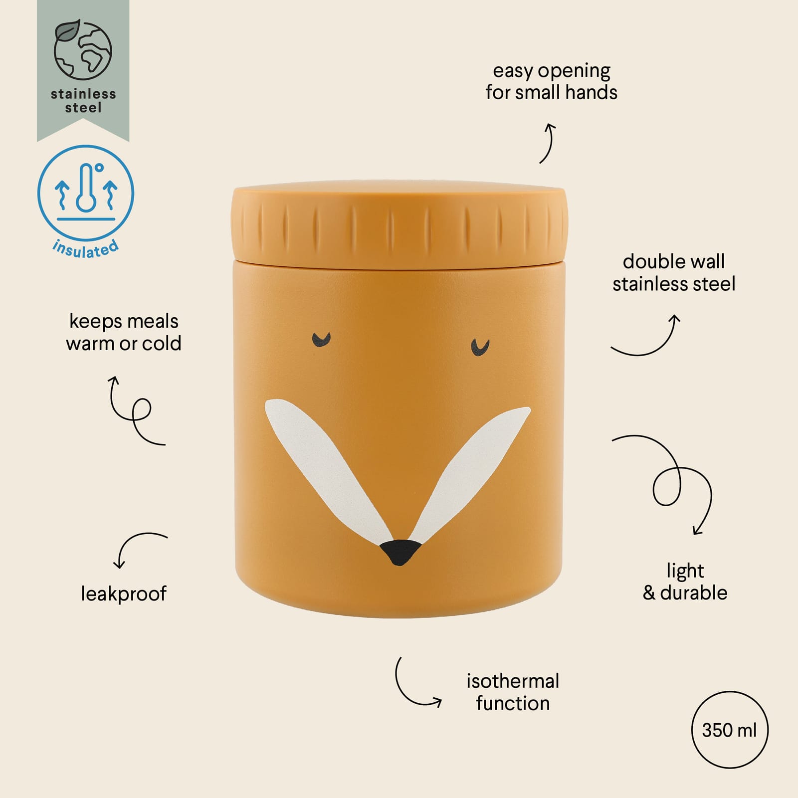 Insulated Food Jar 350ml - Mr Fox