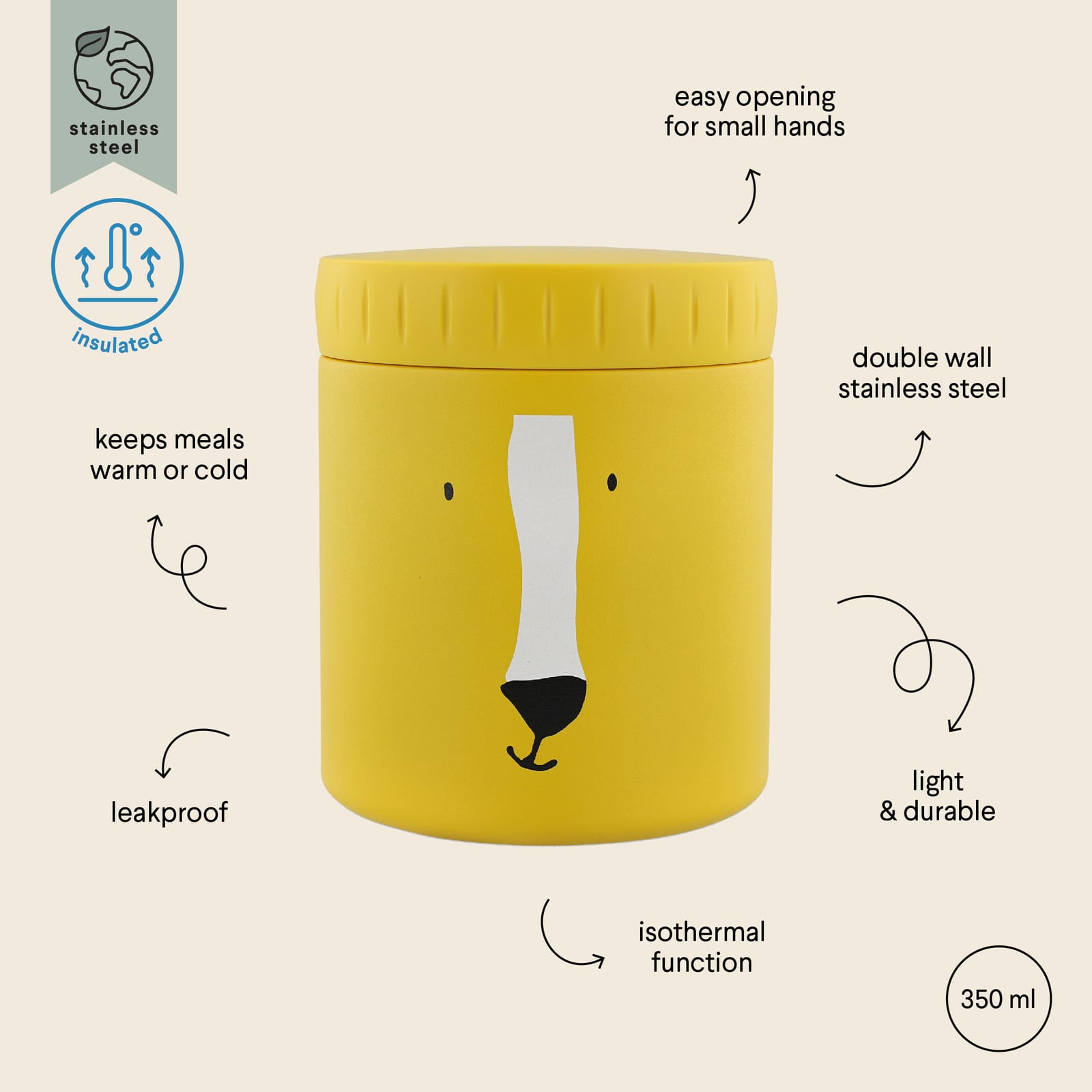 Insulated Food Jar 350ml - Mr Lion