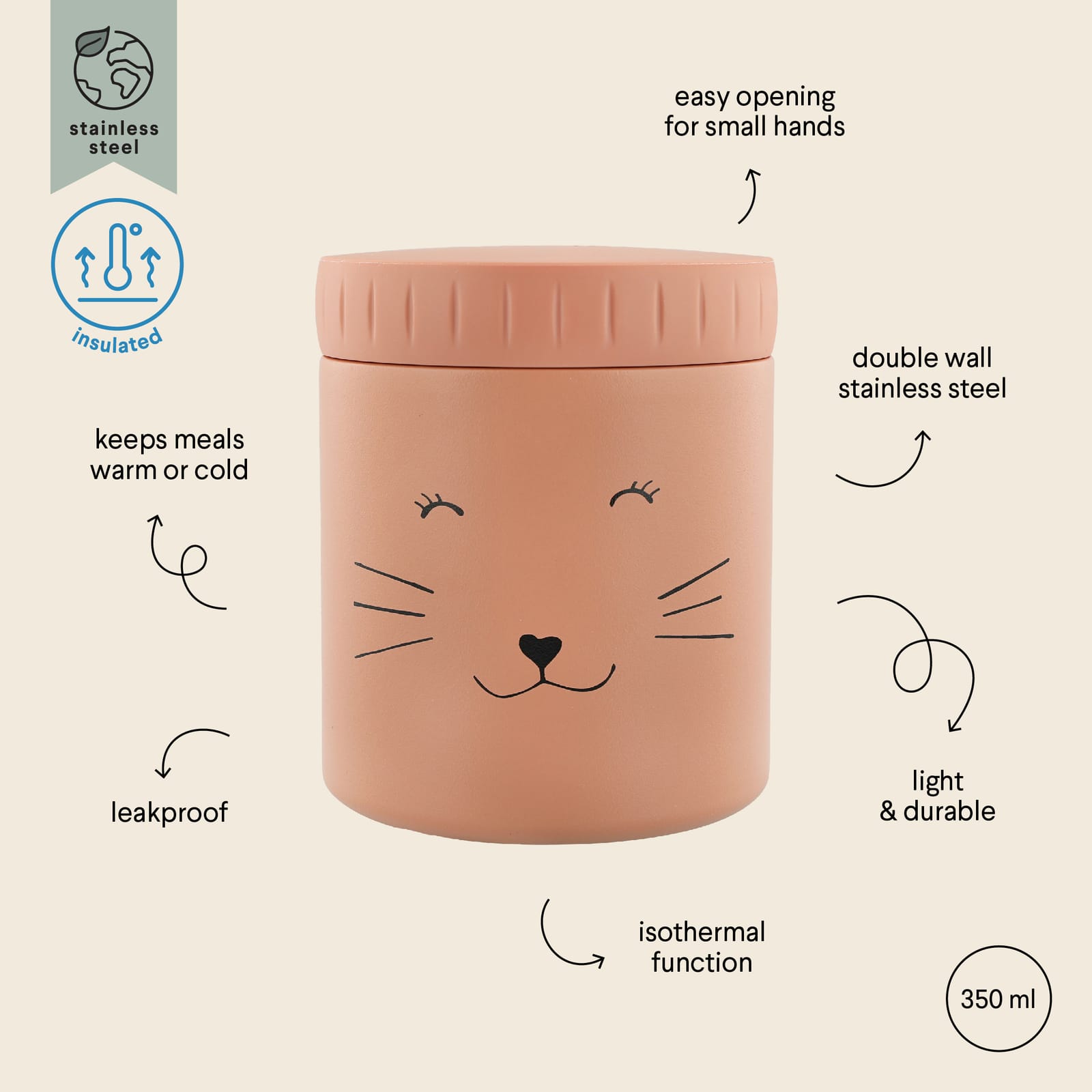 Insulated Food Jar 350ml - Mrs Cat