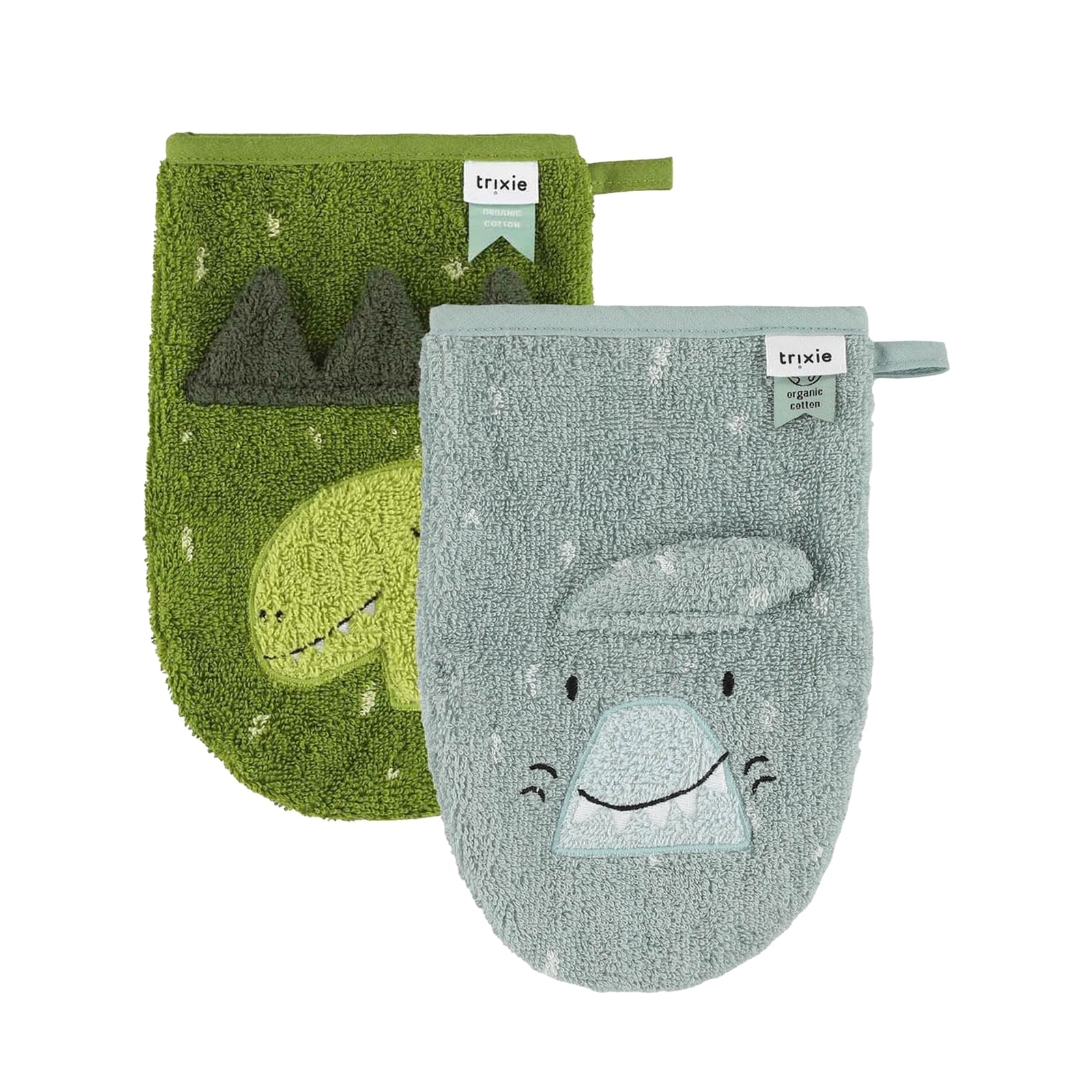 Washcloth Mitts 2-Pack - Mr Shark - Mr Dino