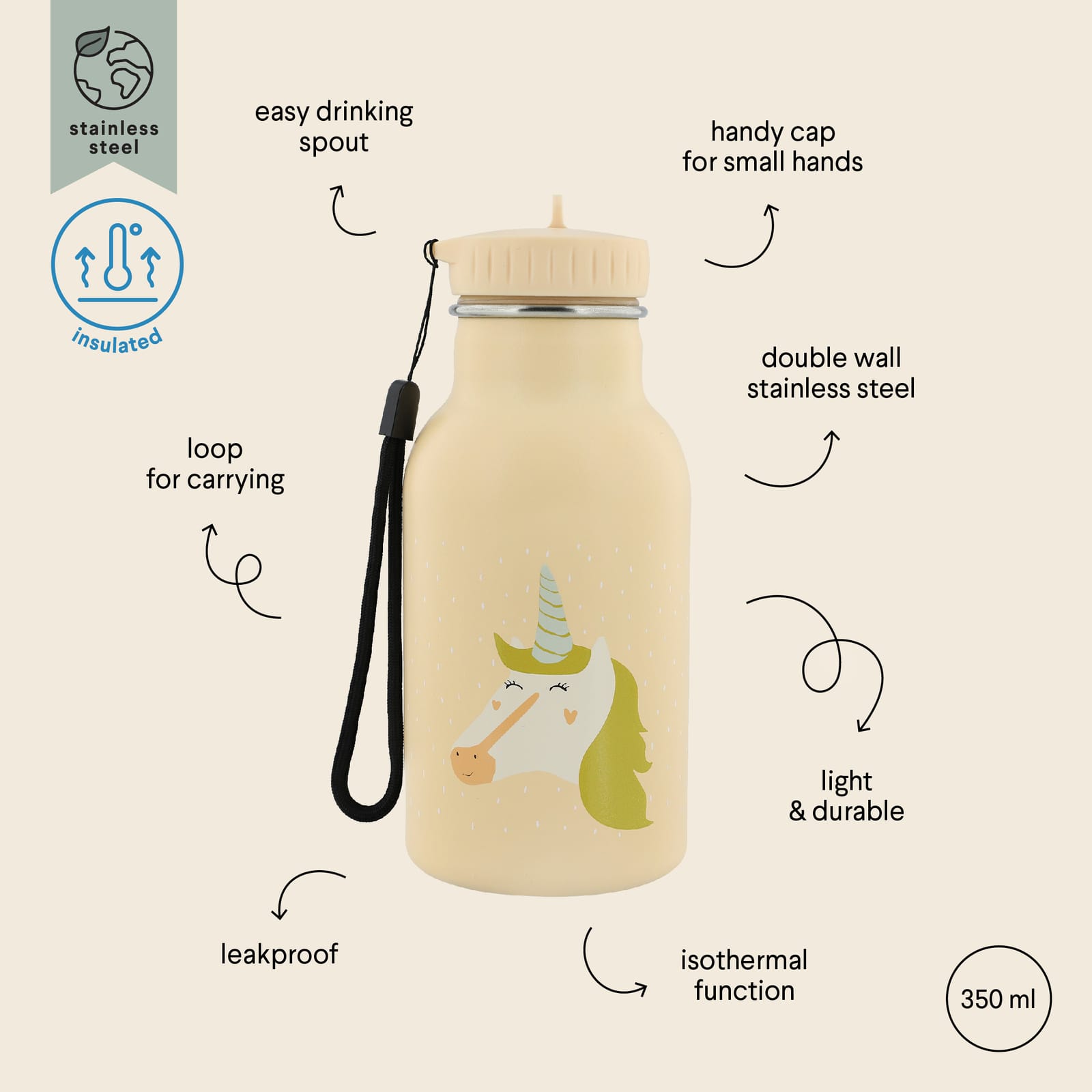 Insulated Water Bottle 350ml - Mrs Unicorn