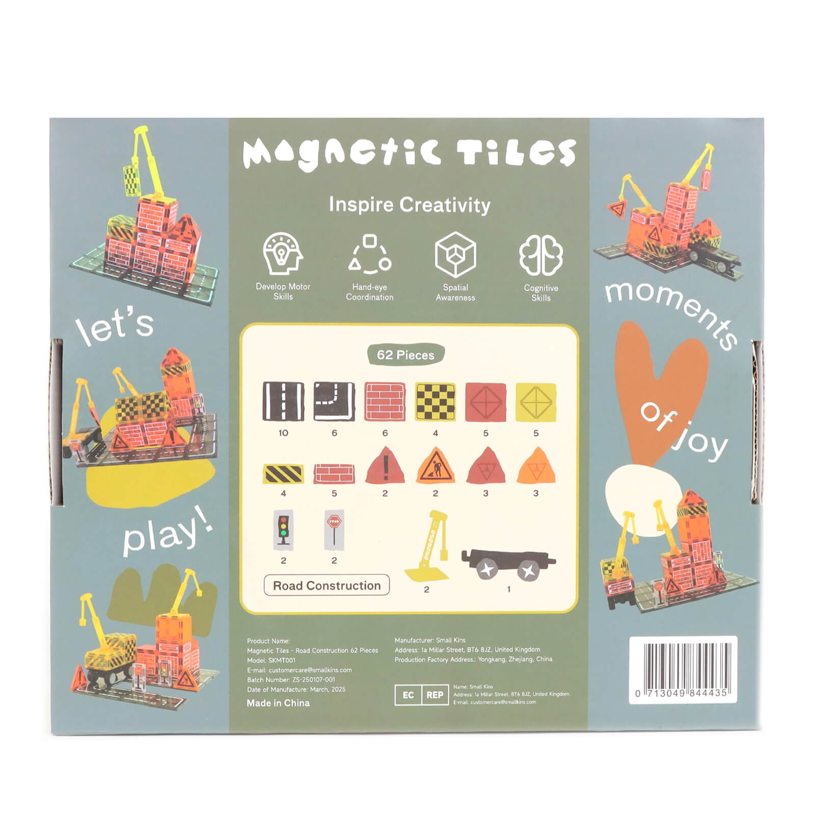Magnetic Tiles - Road Construction 62 Pieces