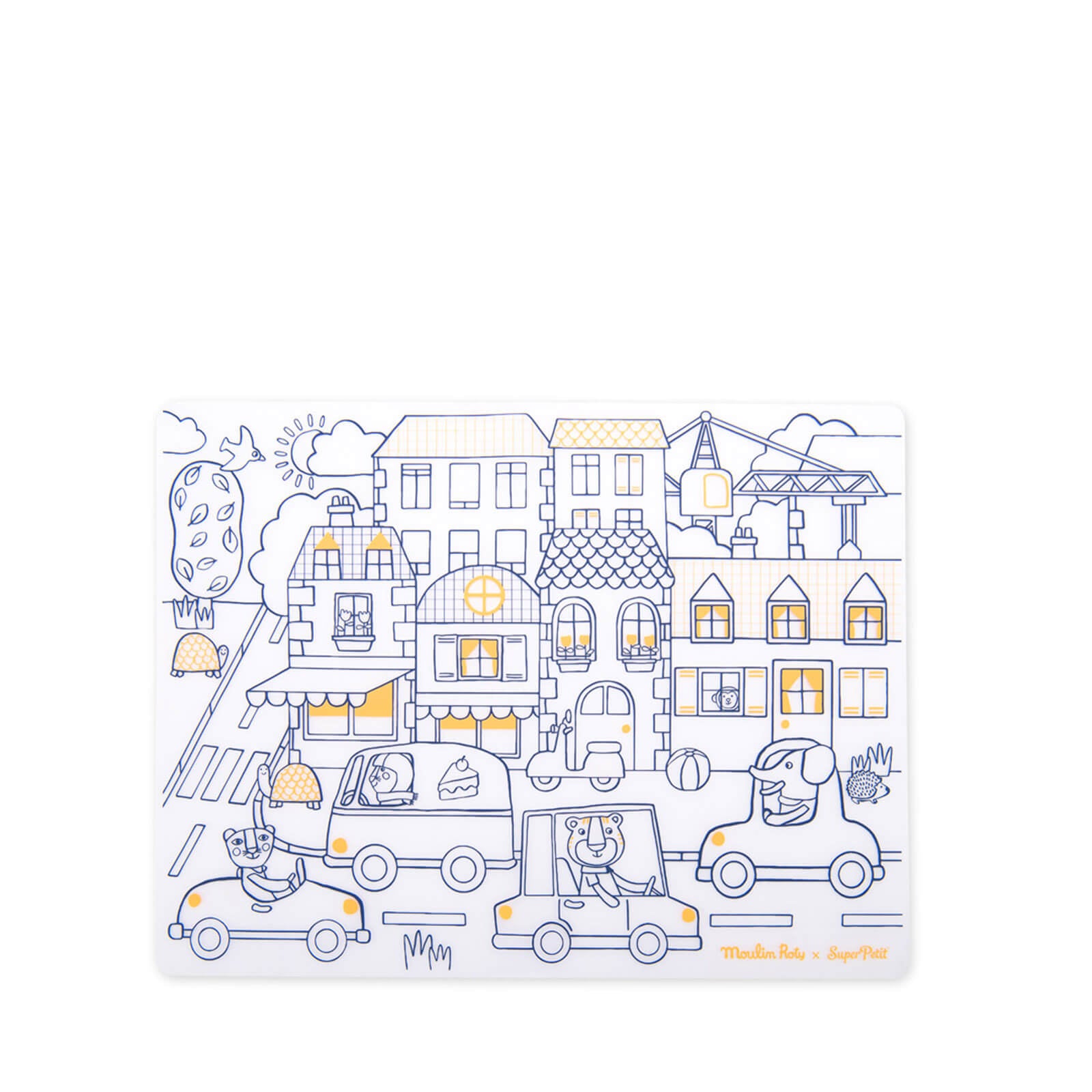 Silicone Colouring Mat and 5 Pens - Town