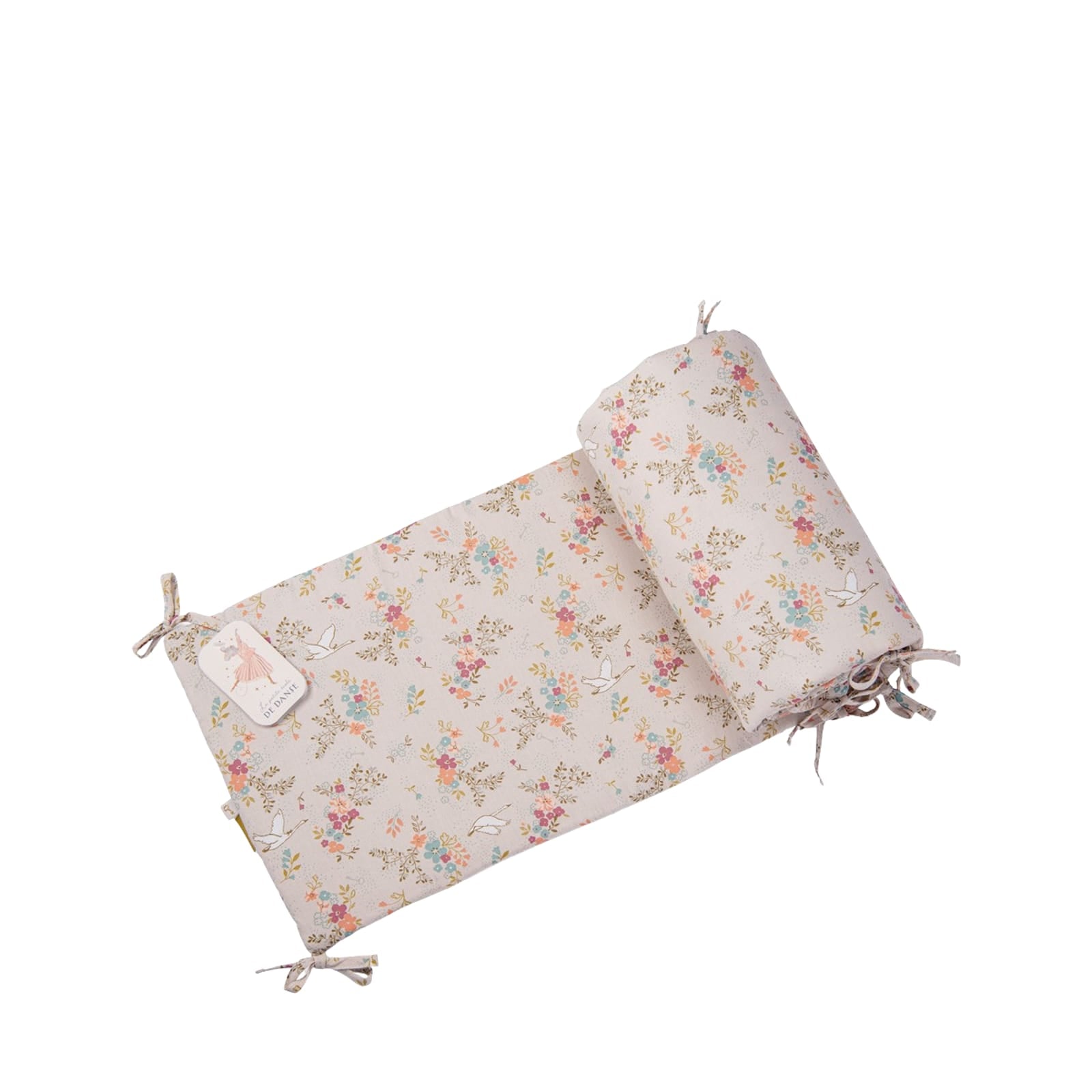 Cot Bumper - Floral Stork