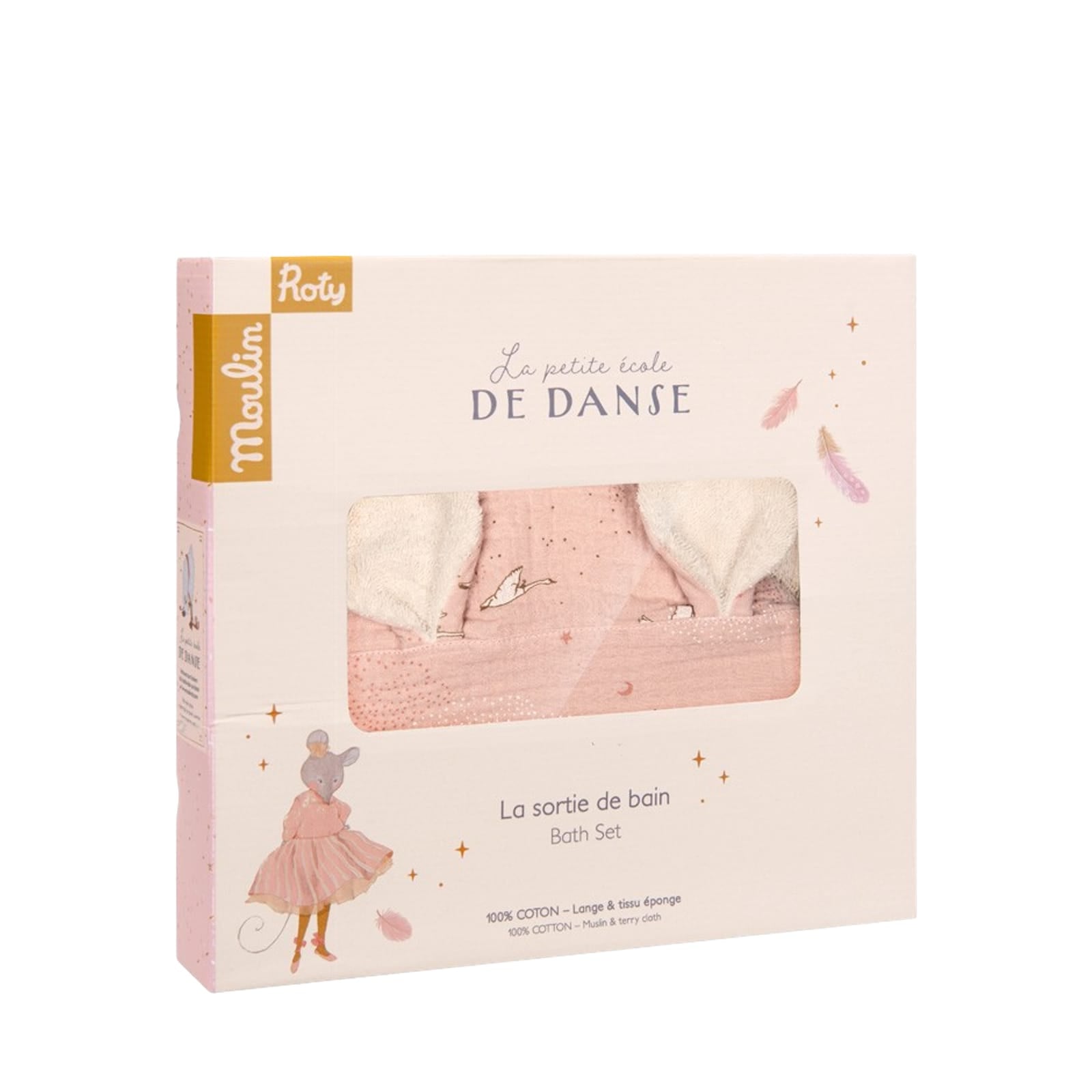 Hooded Towel - Pink Stork