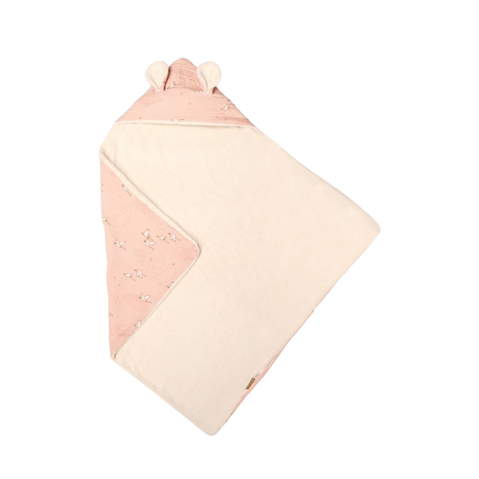 Hooded Towel - Pink Stork
