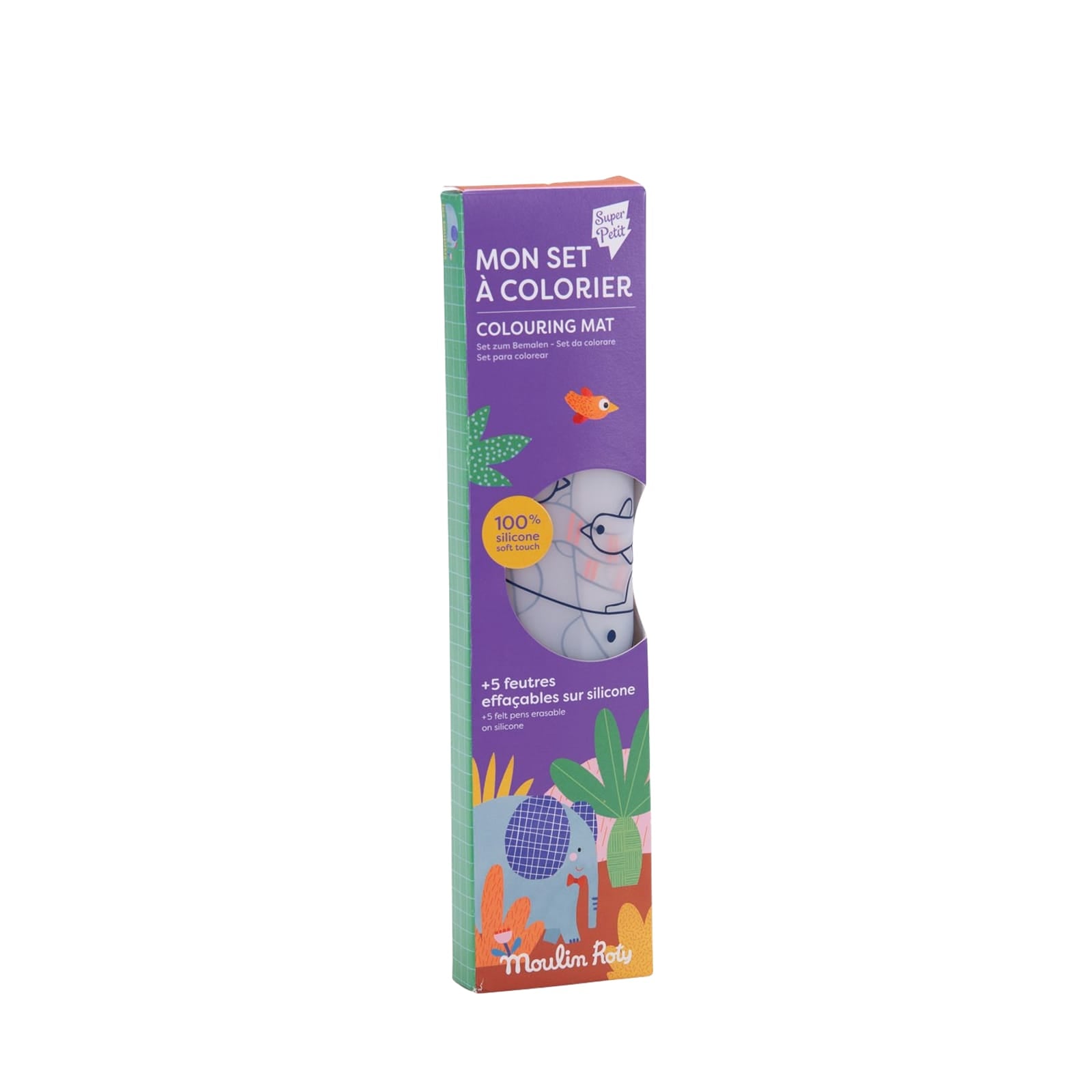 Silicone Colouring Mat and 5 Pens - Jungle