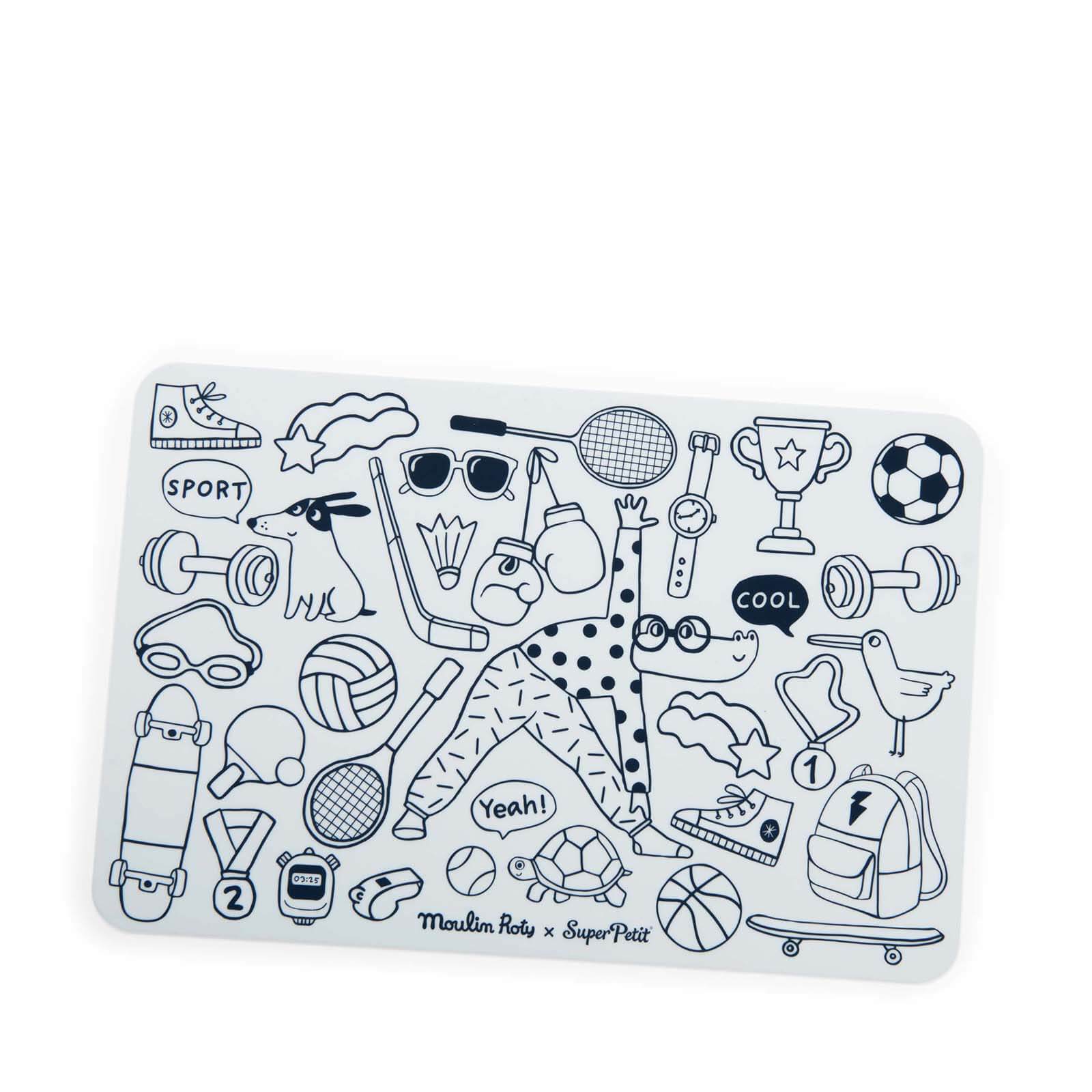 Mini Silicone Colouring Mat and 5 Pens - Super Petit