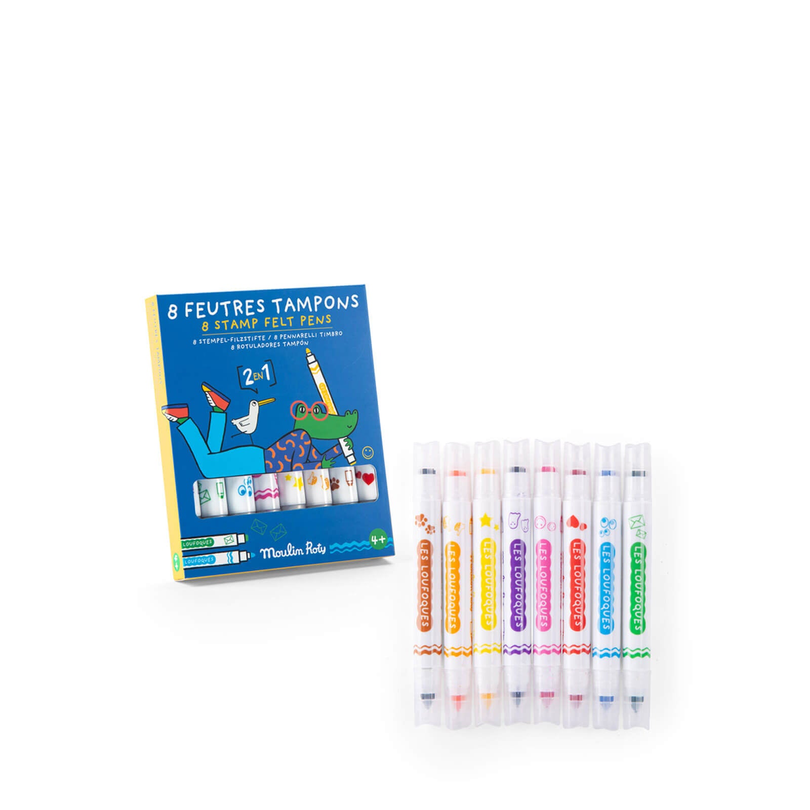 8 Double Ended Felt Tip Pens and Stamps