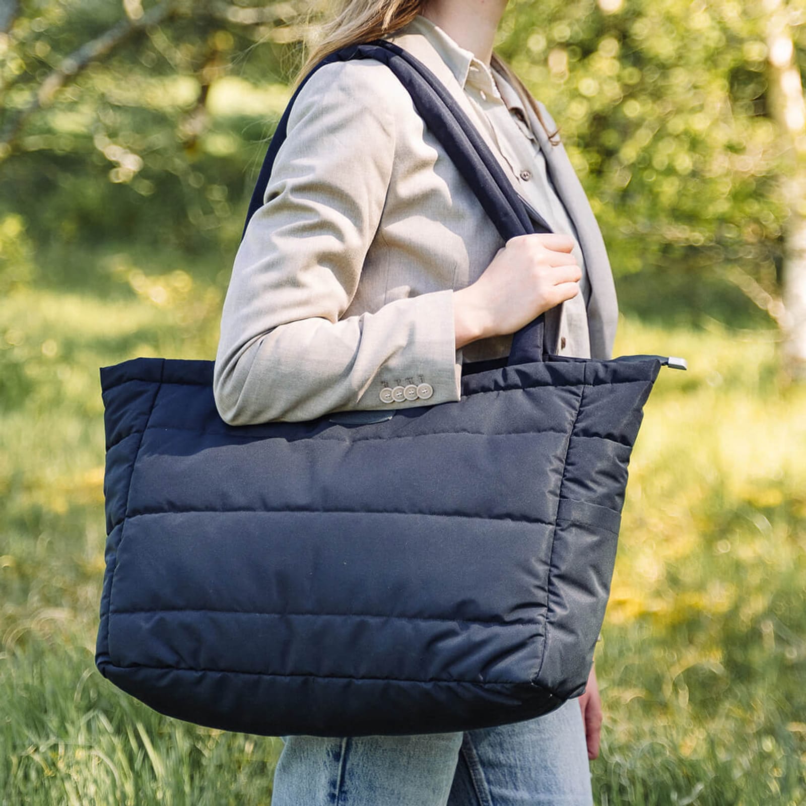 Quilted Changing Tote Bag - Black