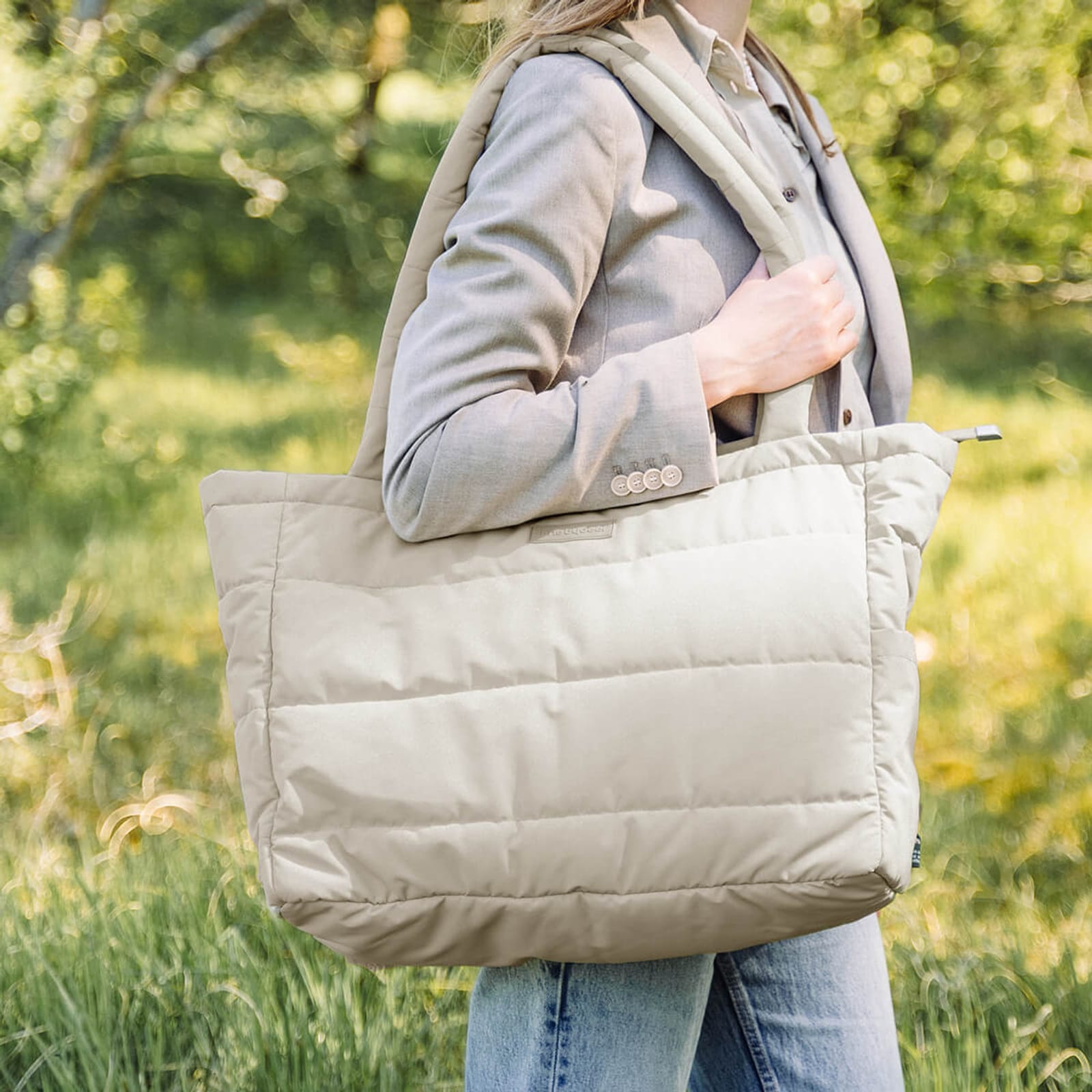 Quilted Changing Tote Bag - Sand