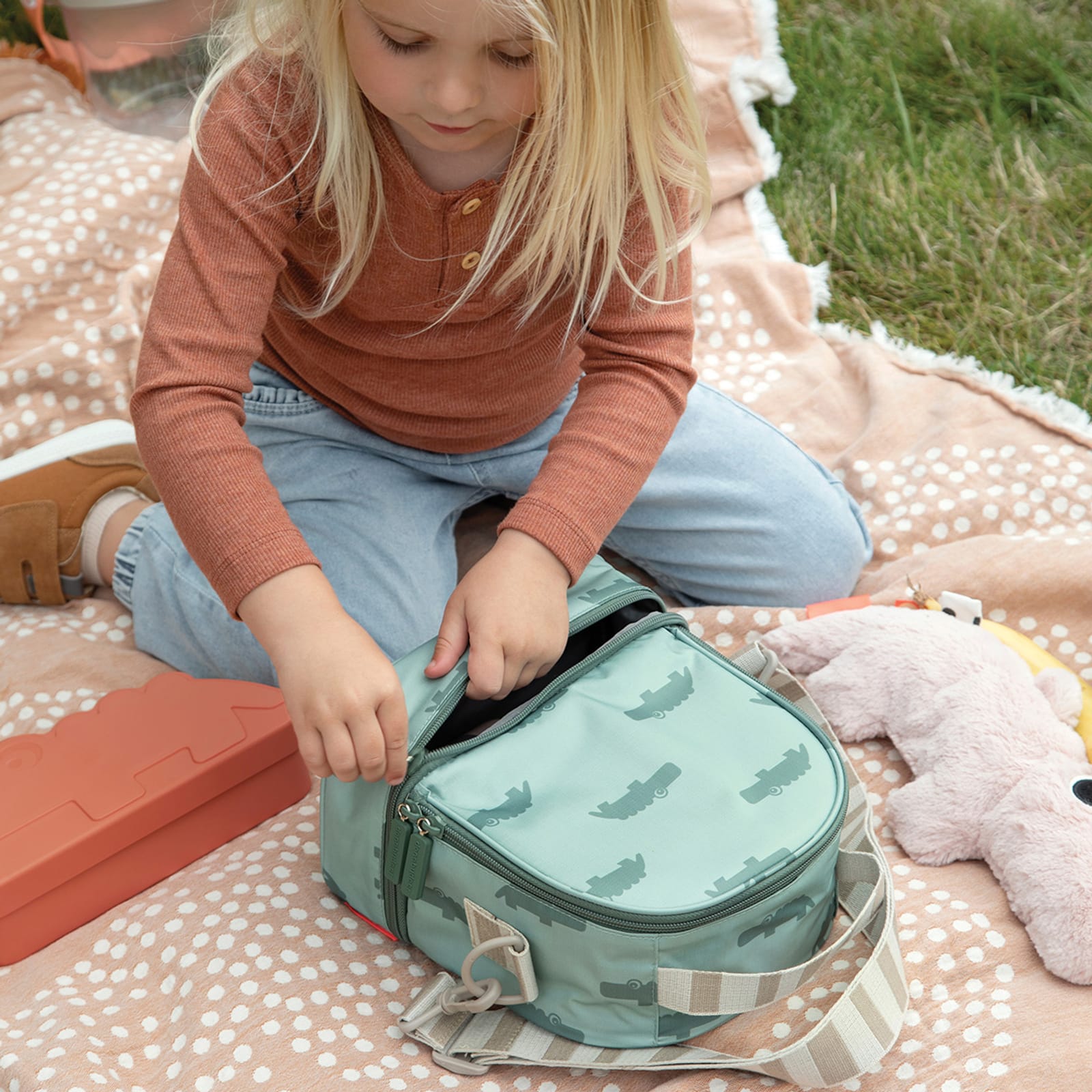 Insulated Lunch Bag - Croco Green