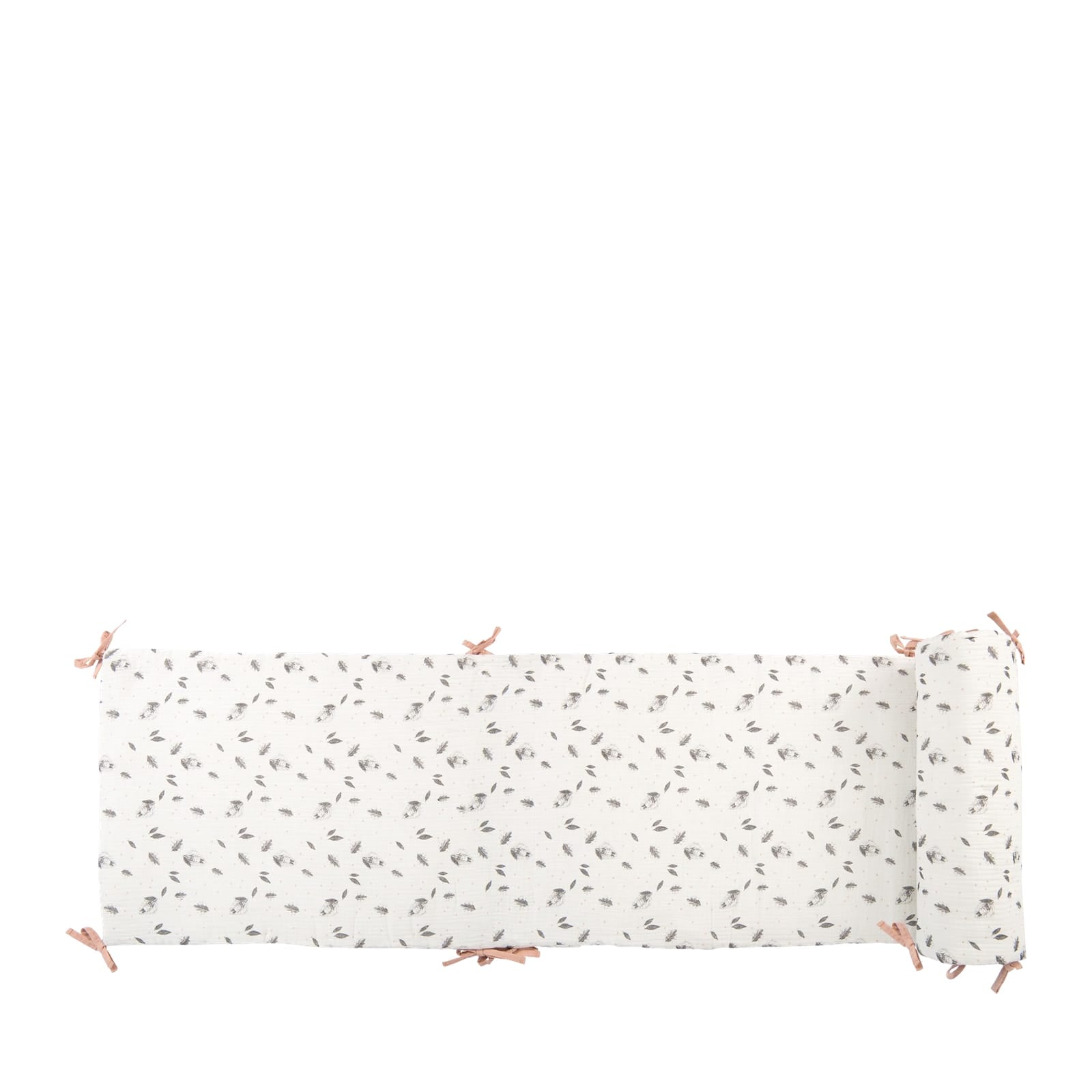 Cot Bumper - White Leaves