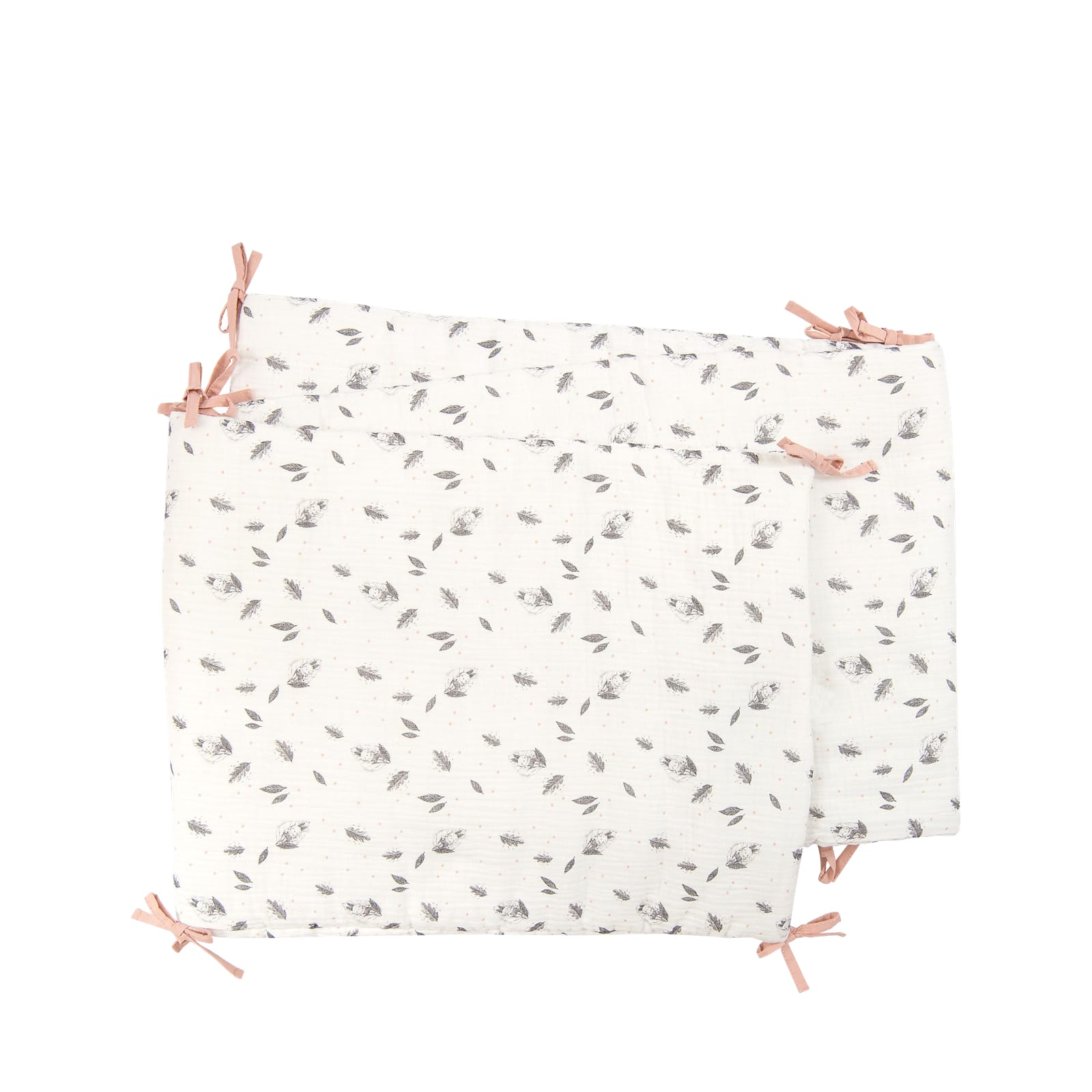 Cot Bumper - White Leaves
