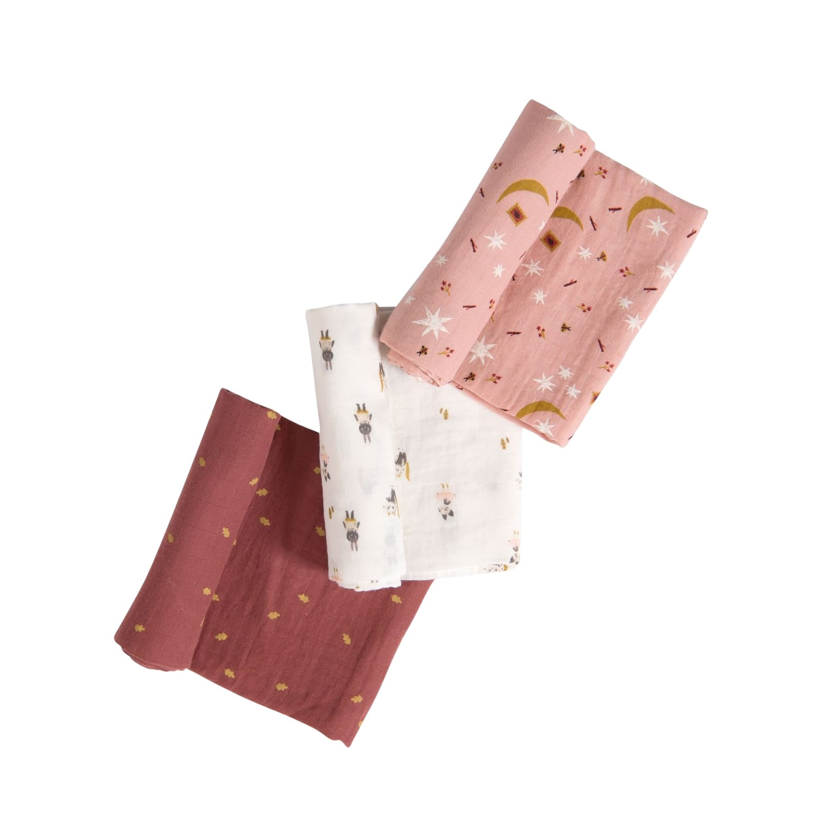 Muslin Squares 3 Pack - Characters Stars Leaves