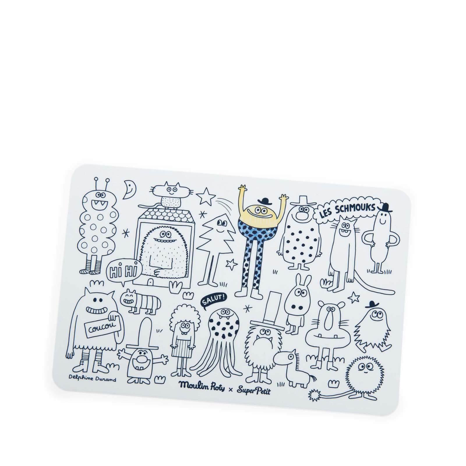 Mini Silicone Colouring Mat and 5 Pens - Funny Characters