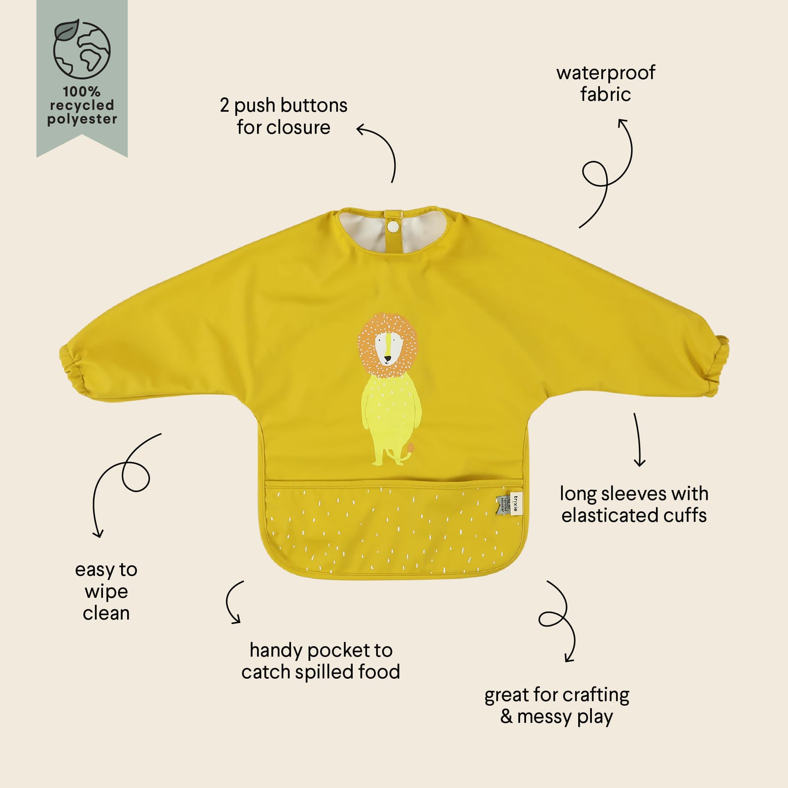 Waterproof Long Sleeve Bib - Mr Lion