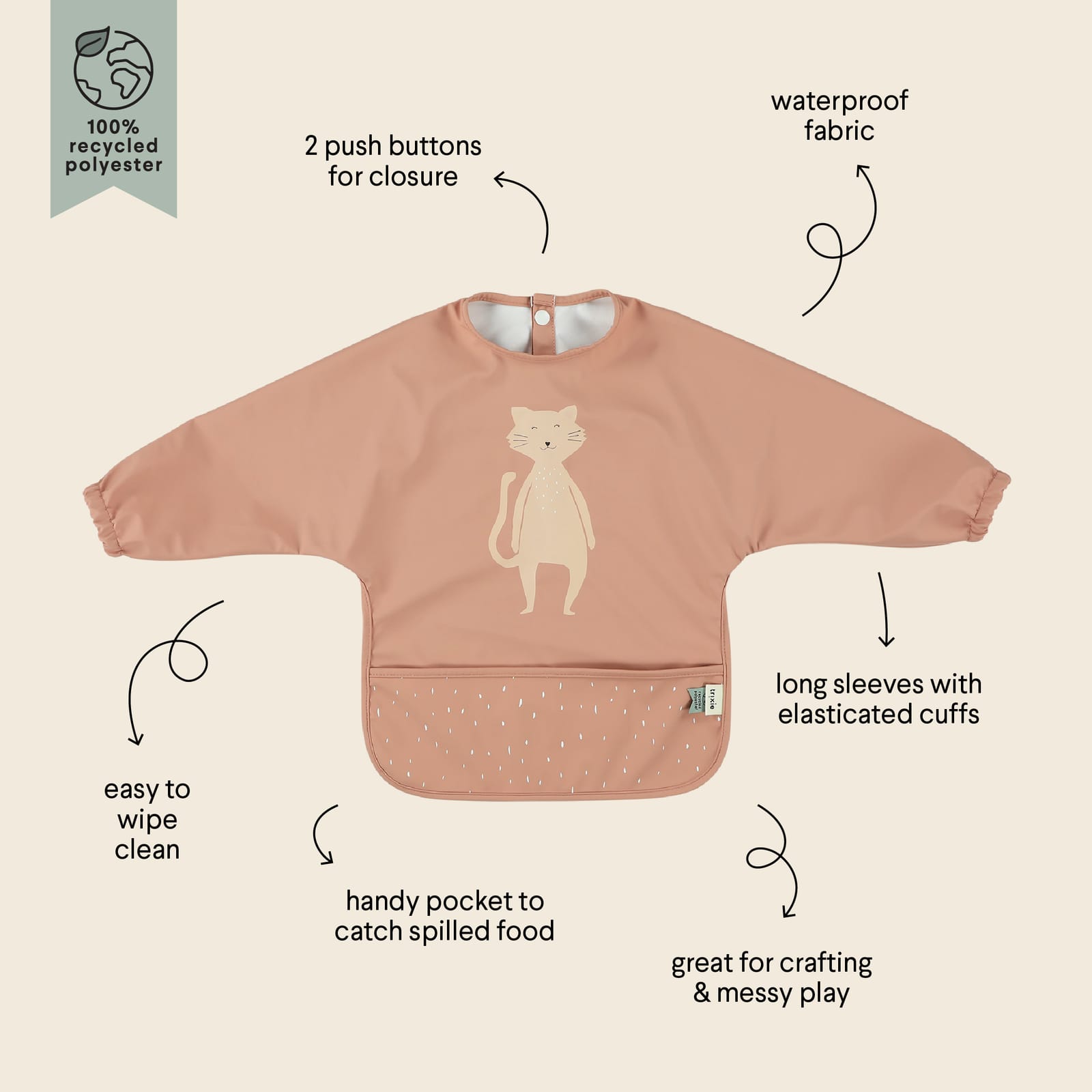 Waterproof Long Sleeve Bib - Mrs Cat