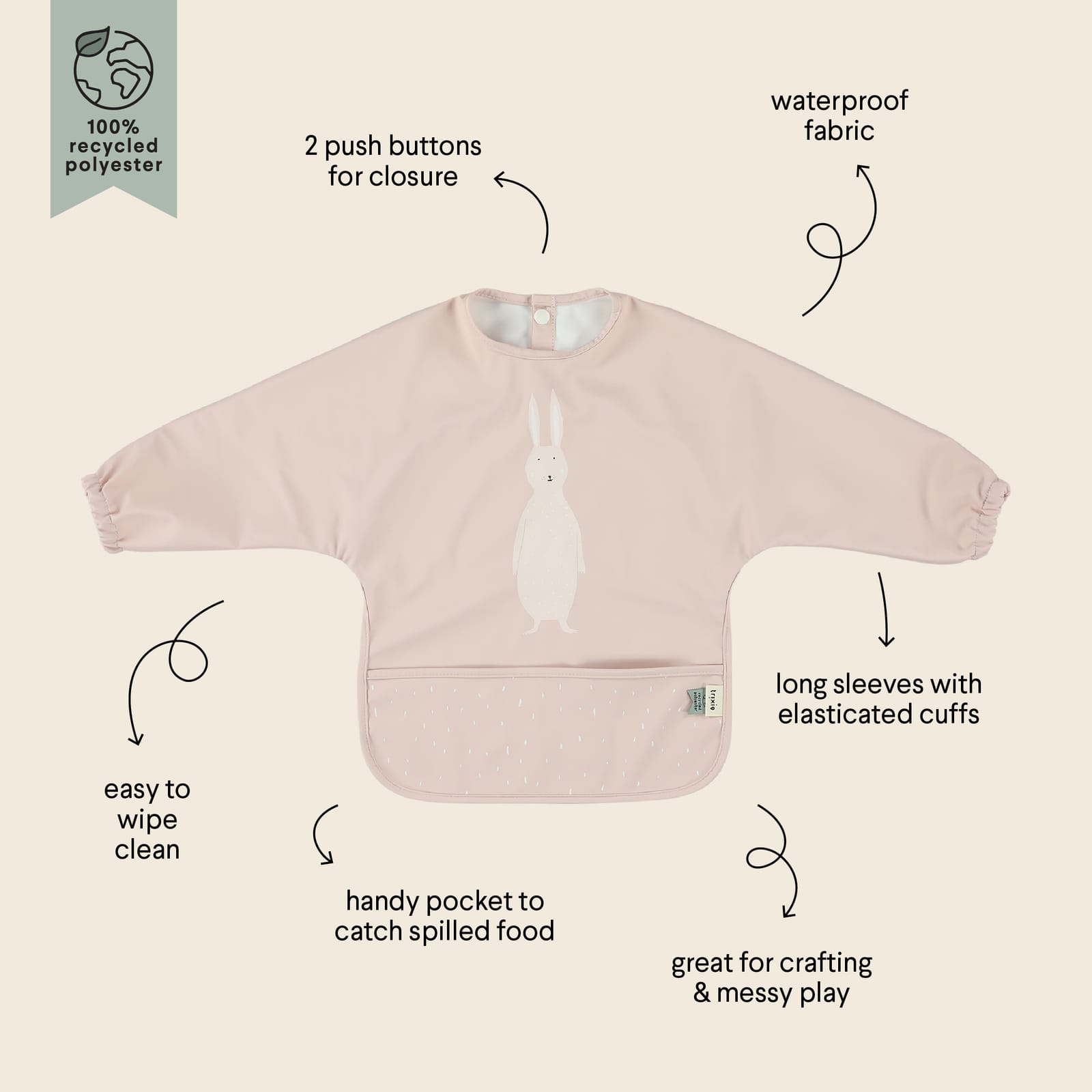 Waterproof Long Sleeve Bib - Mrs Rabbit