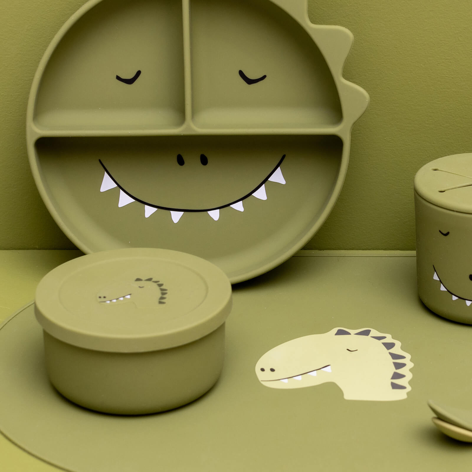 Silicone Snack Pot with Lid - Mr Dino