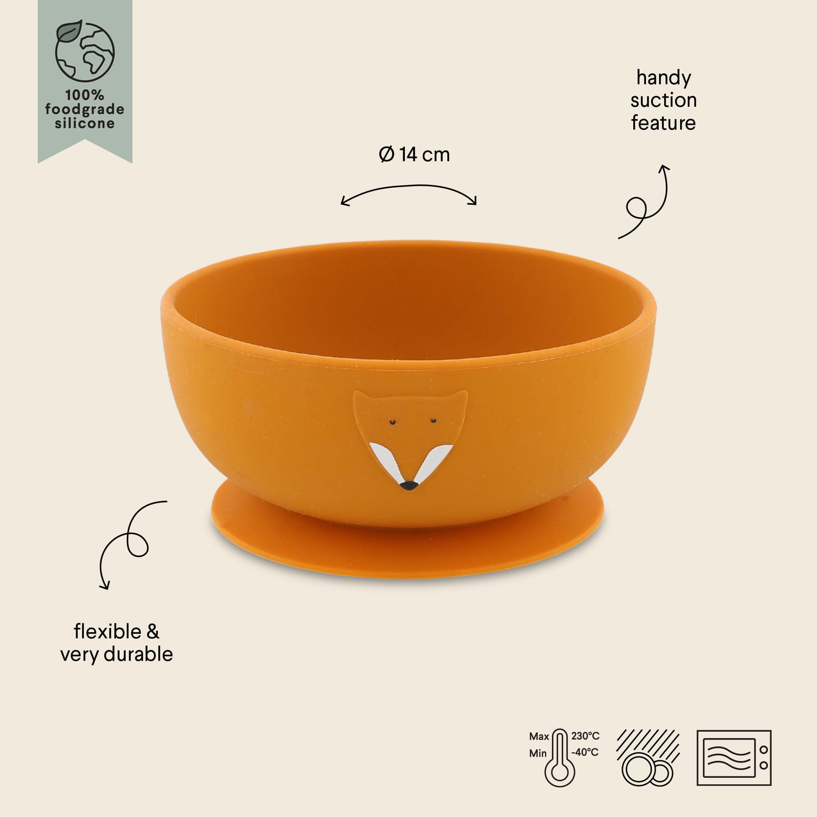 Silicone Bowl with Suction - Mr Fox