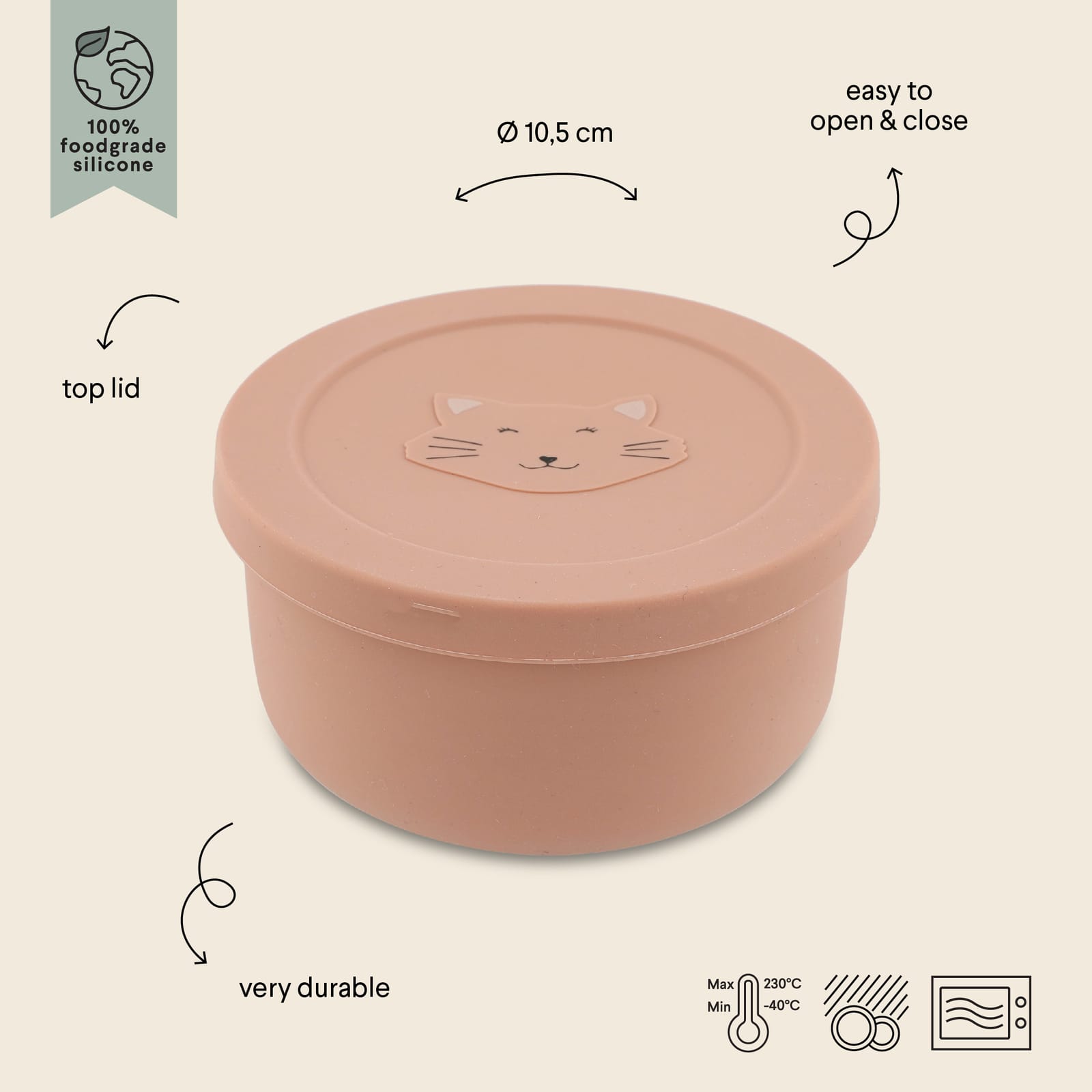 Silicone Snack Pot with Lid - Mrs Cat