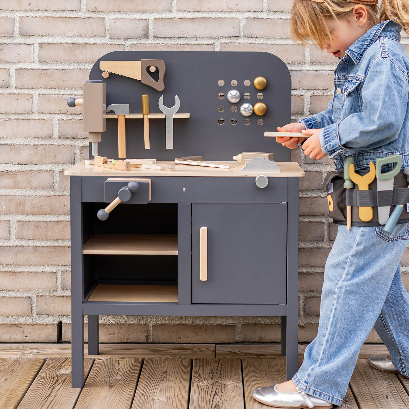 Grey Workbench and Accessories