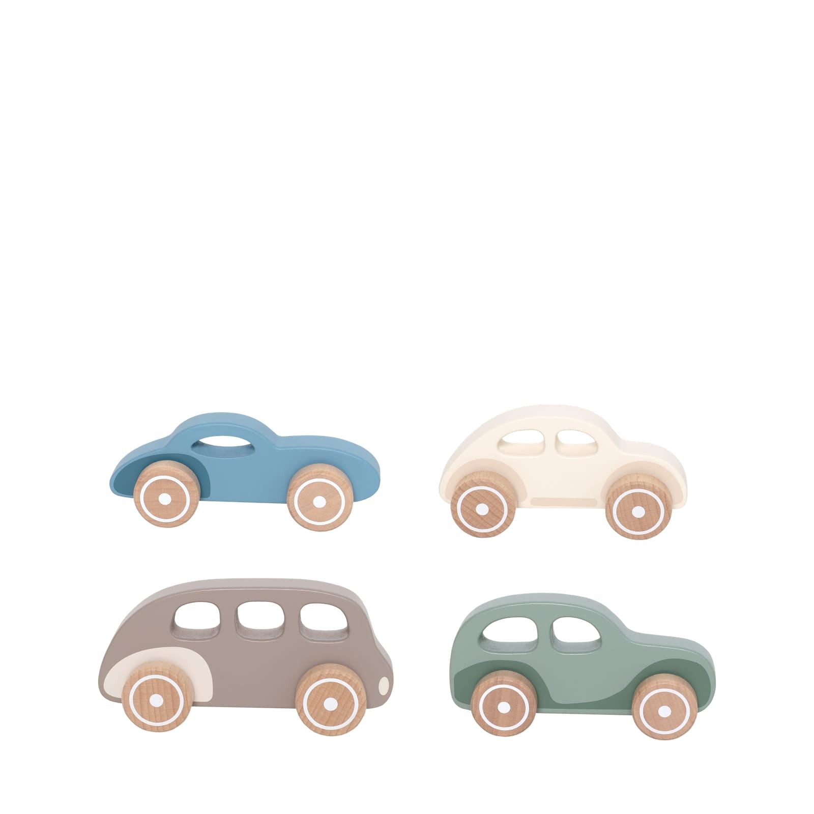 Set of 4 Wooden Retro Cars