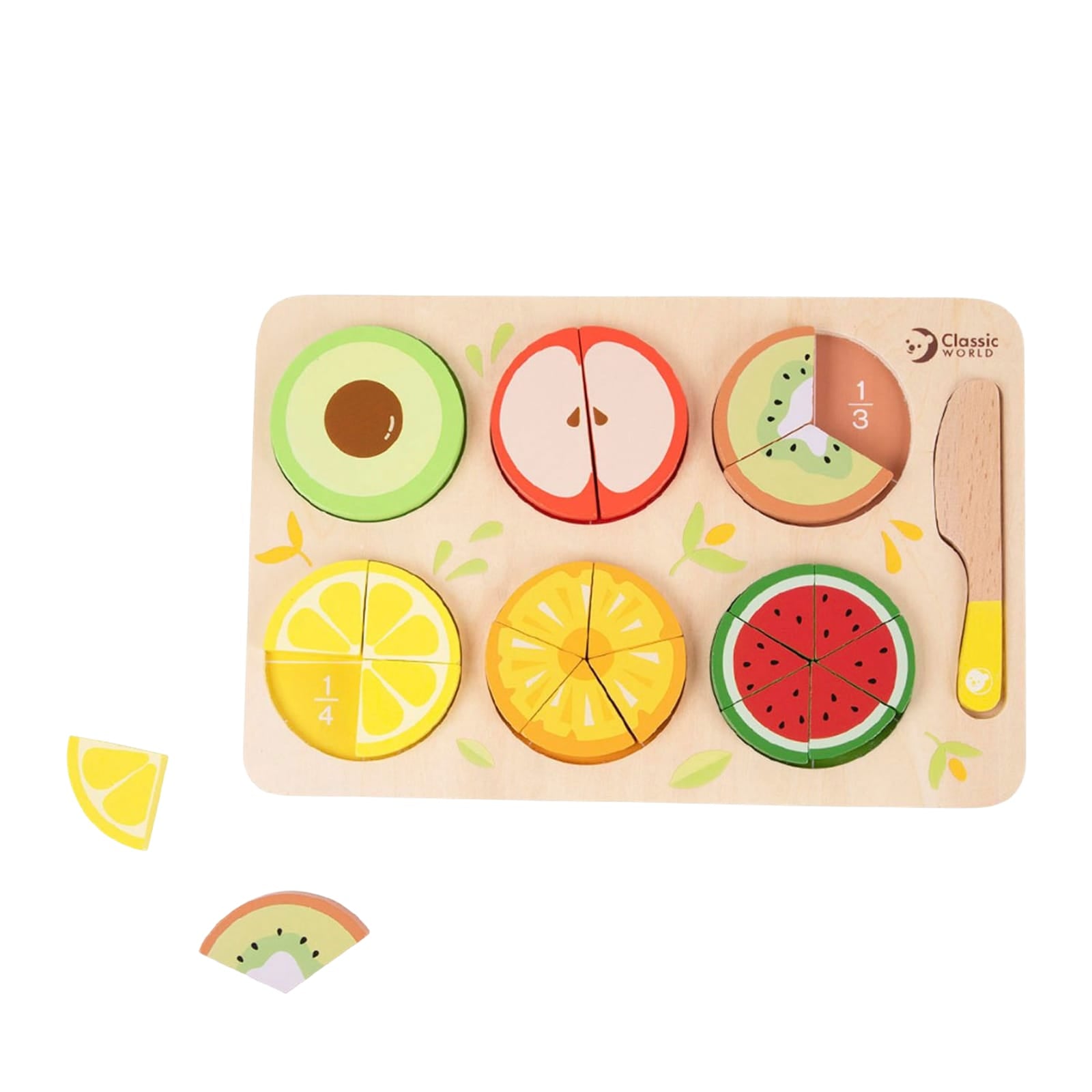 Wooden Fruit Puzzle Fractions