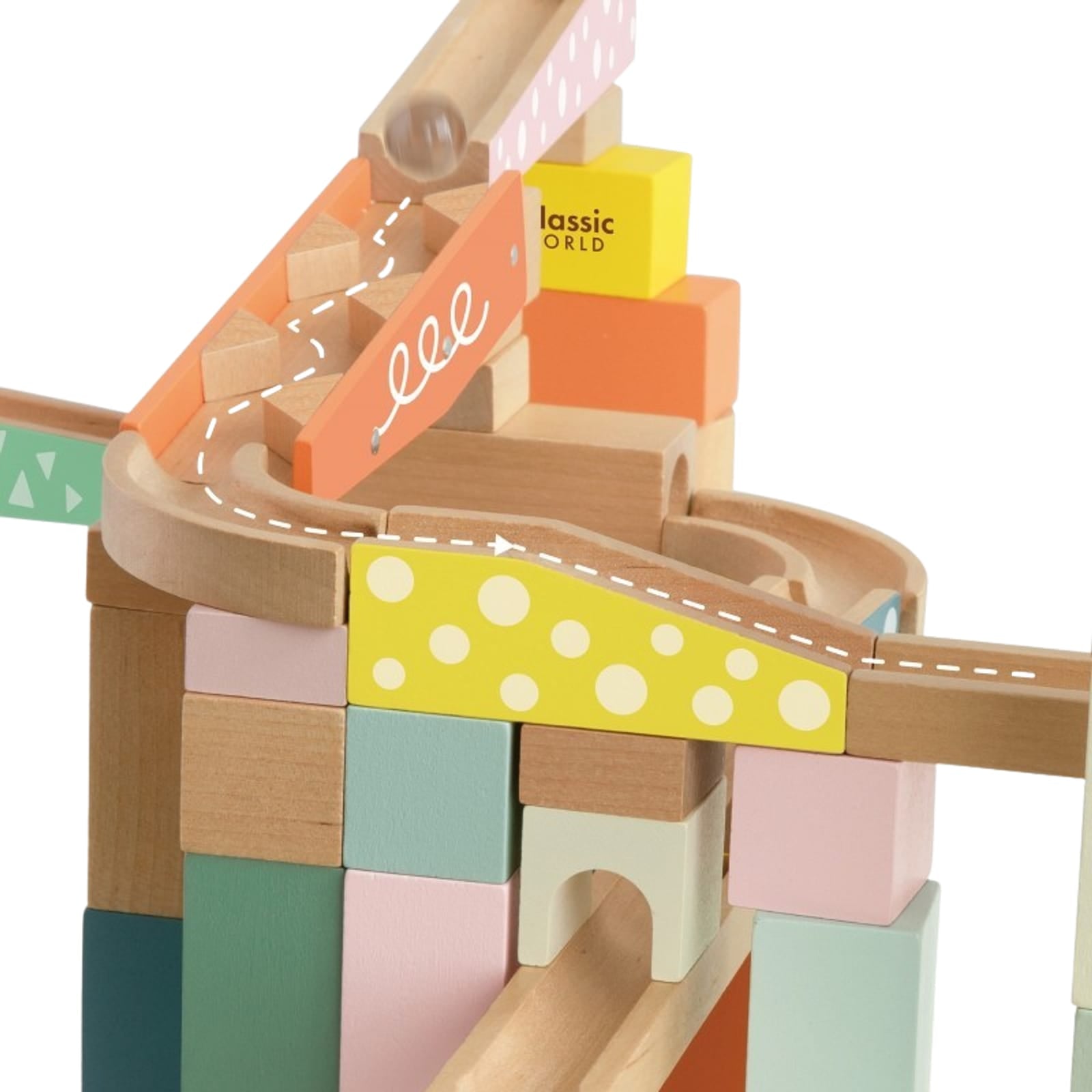 Wooden Marble Run Construction Set