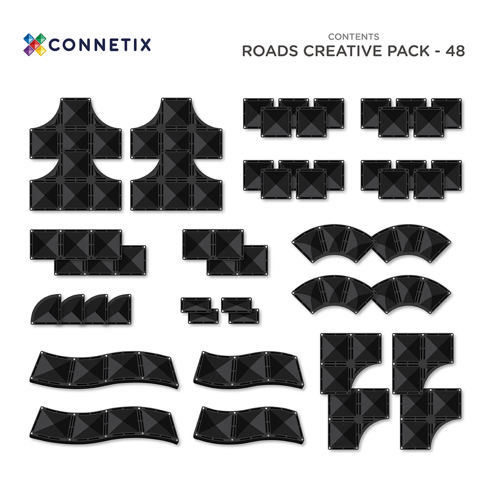 Magnetic Tiles Roads Creative Pack - 48 Pieces