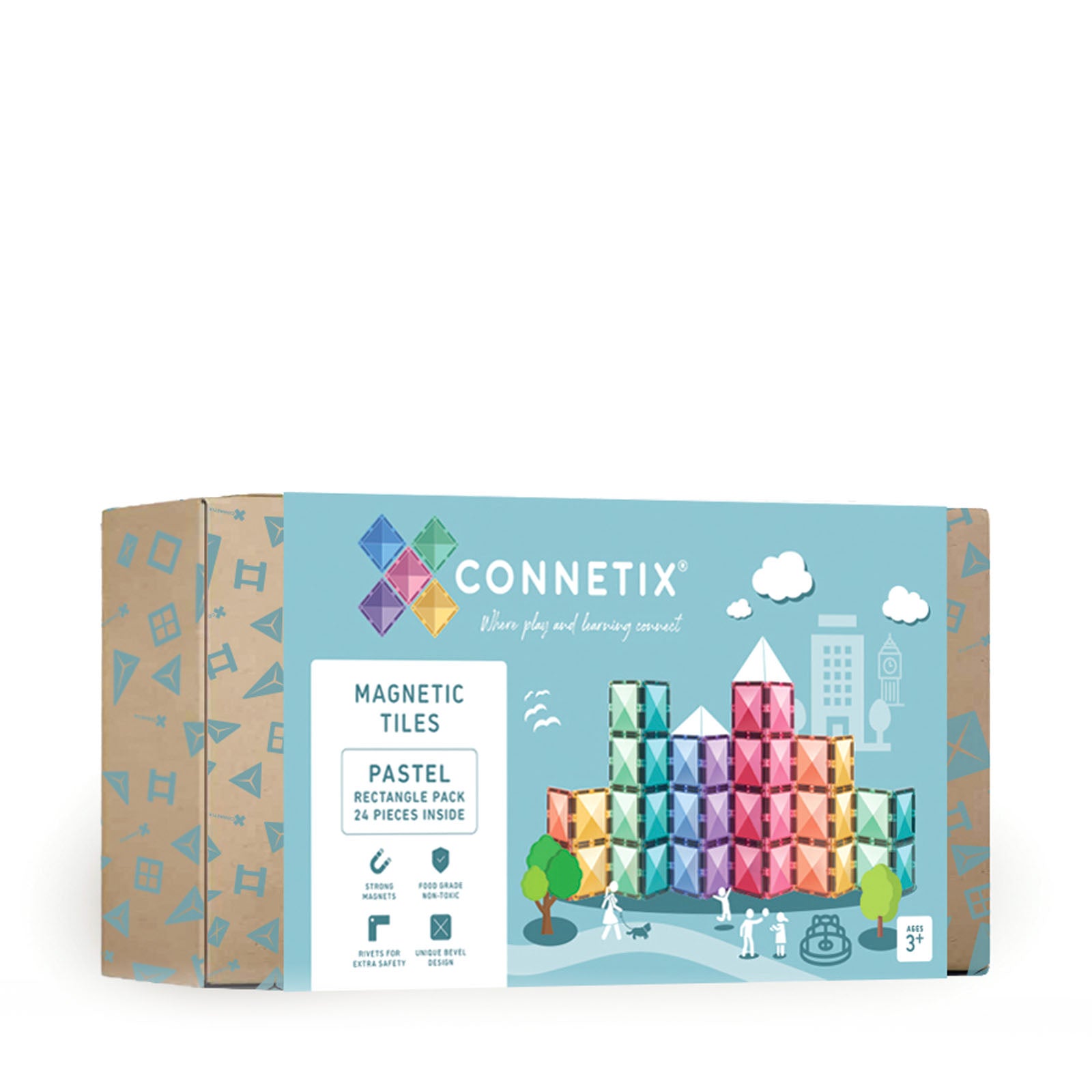 Magnetic Tiles Pastel Rectangle Pack - 24 Pieces