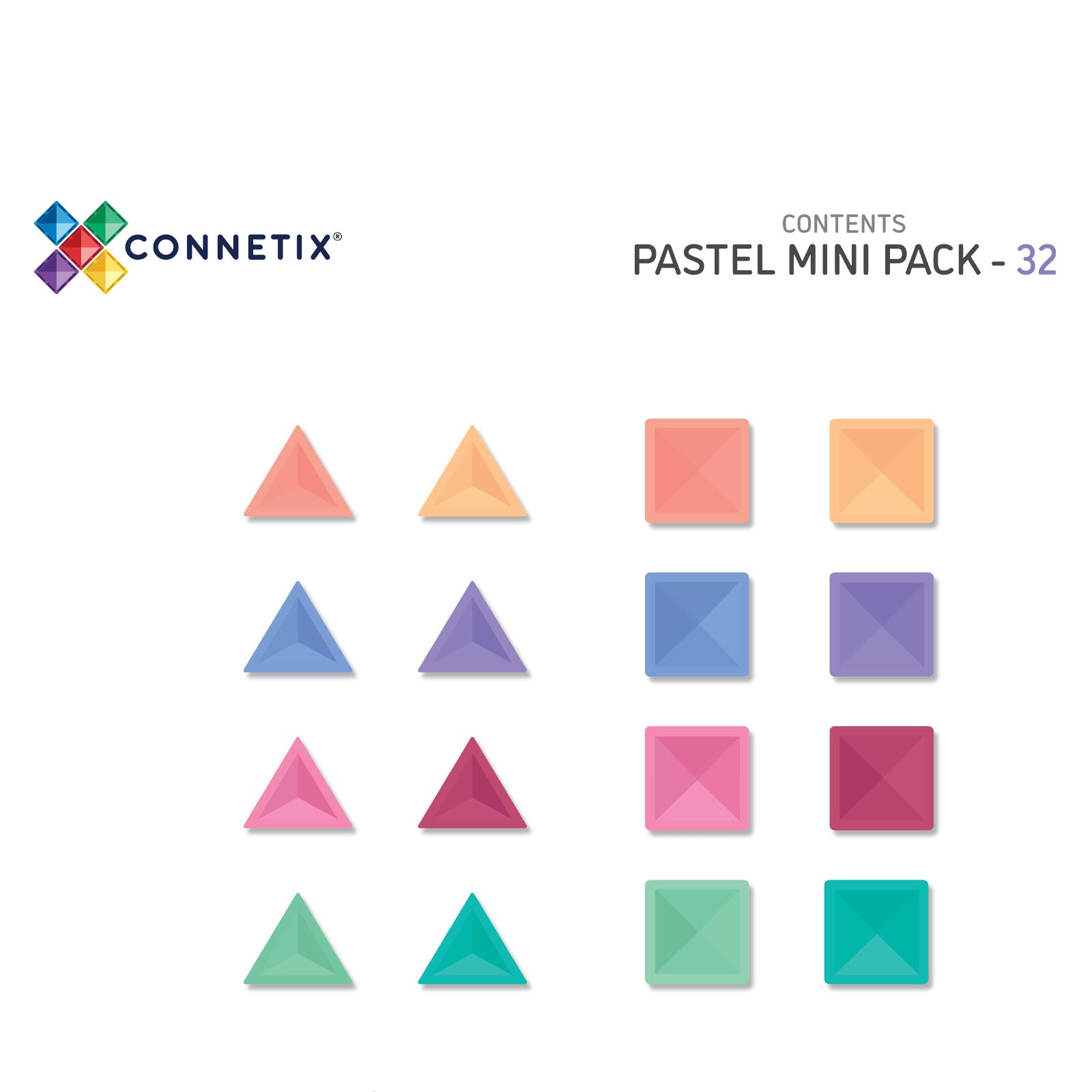 Magnetic Tiles Pastel Mini Pack - 32 Pieces