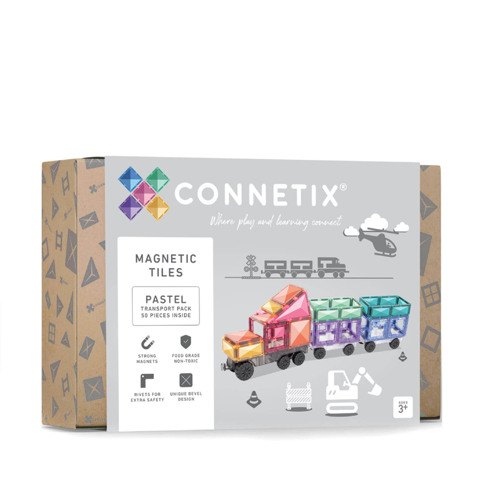 Magnetic Tiles Pastel Transport Pack - 50 Pieces