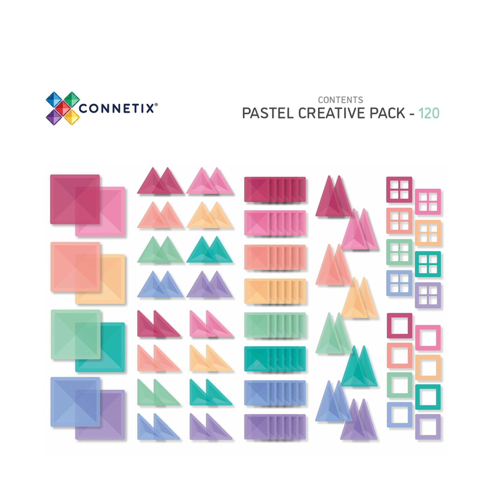 Magnetic Tiles Pastel Creative Pack - 120 Pieces