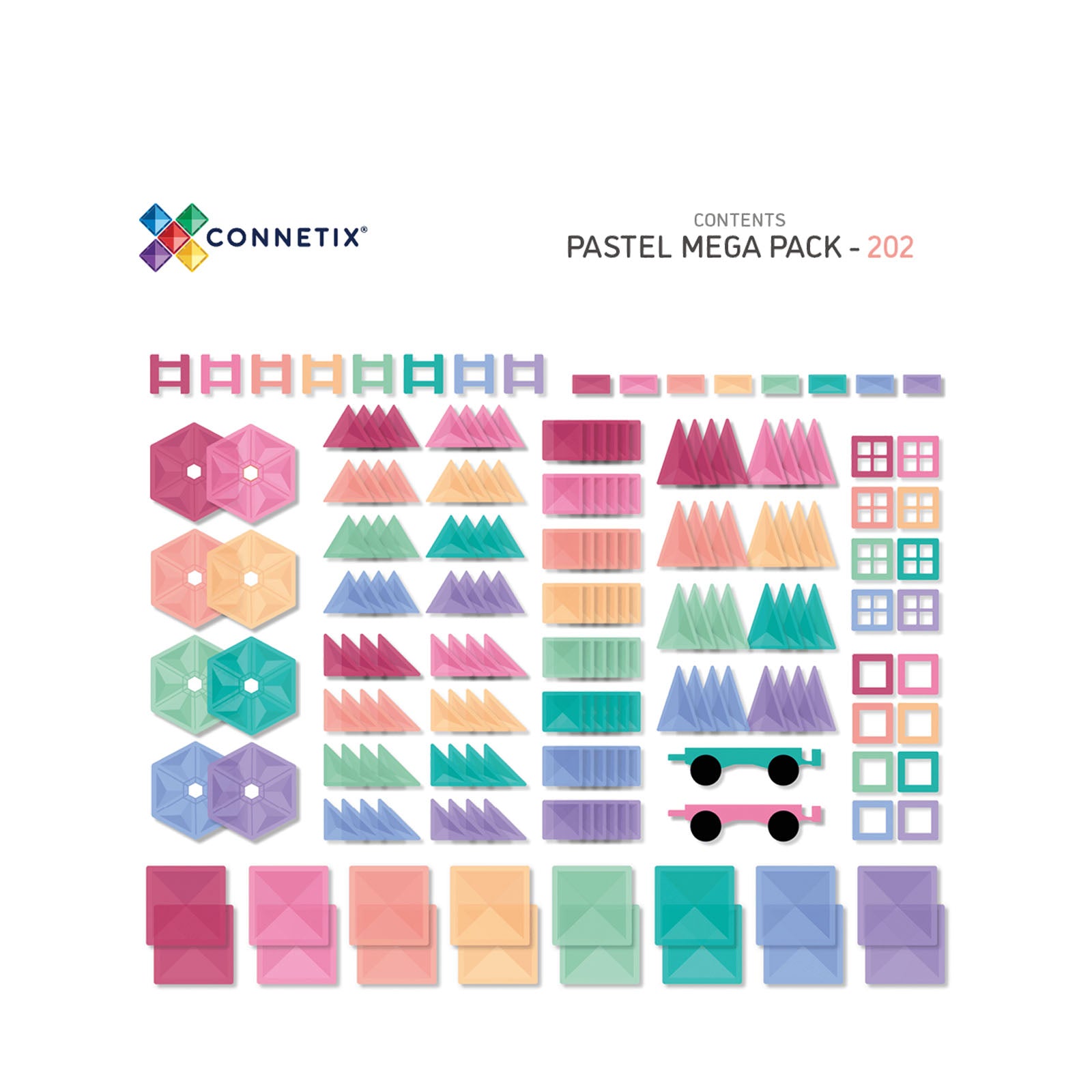 Magnetic Tiles Pastel Mega Pack - 202 Pieces