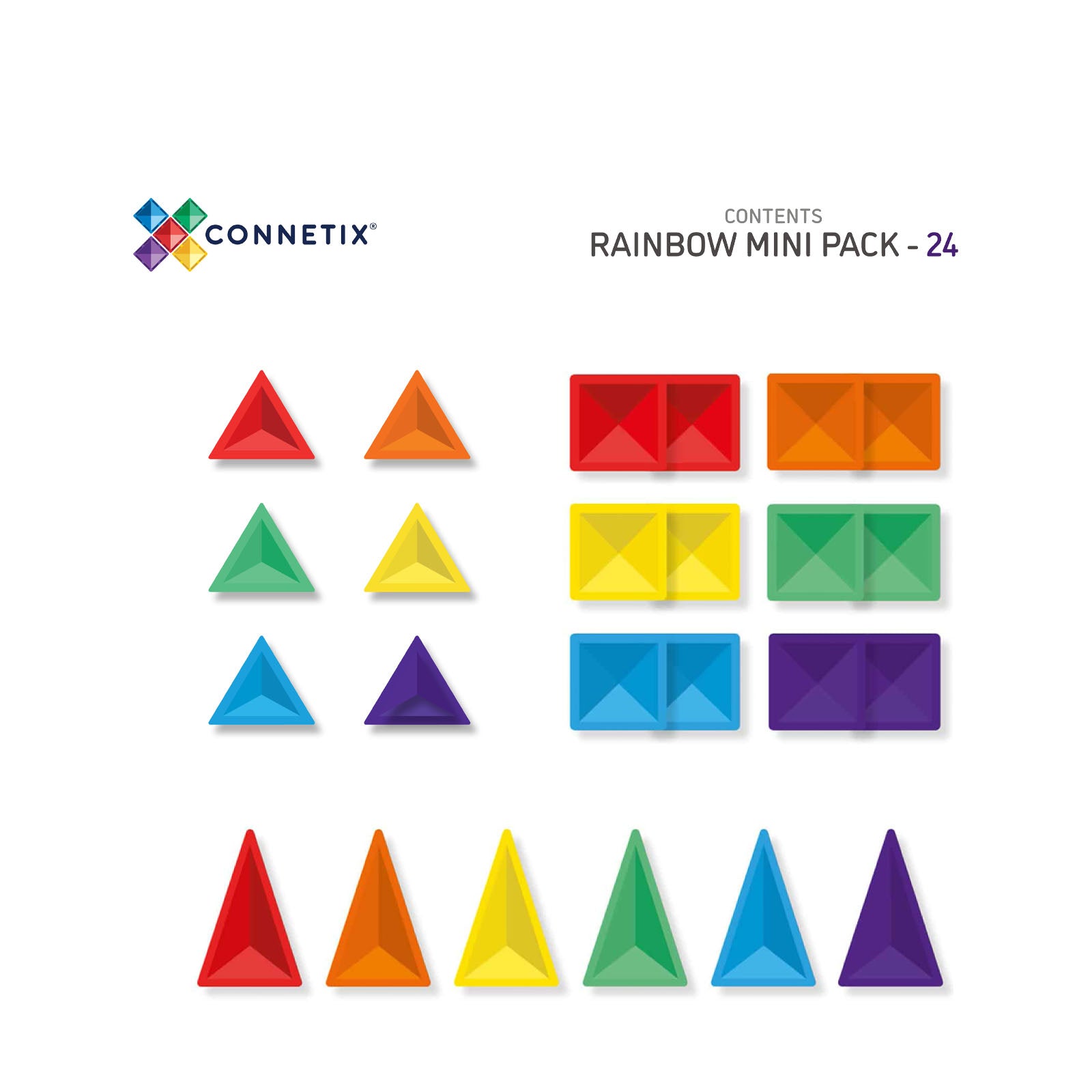 Magnetic Tiles Rainbow Mini Pack - 24 Pieces