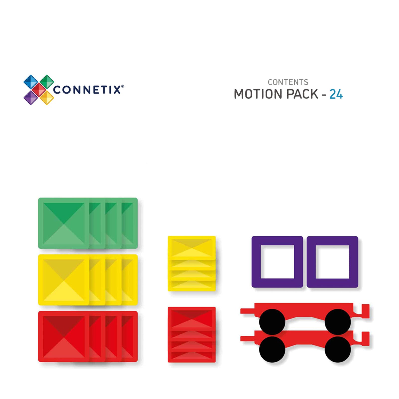 Magnetic Tiles Rainbow Motion Pack - 24 Pieces