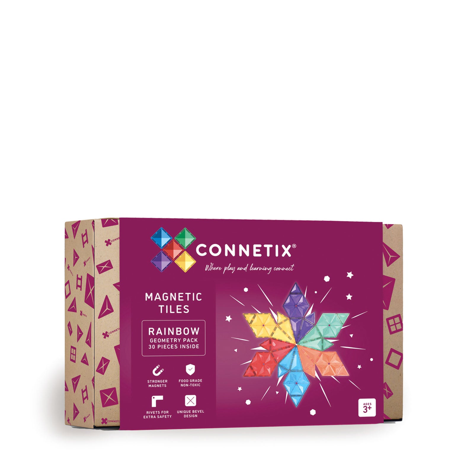 Magnetic Tiles Rainbow Geometry Pack - 30 Pieces