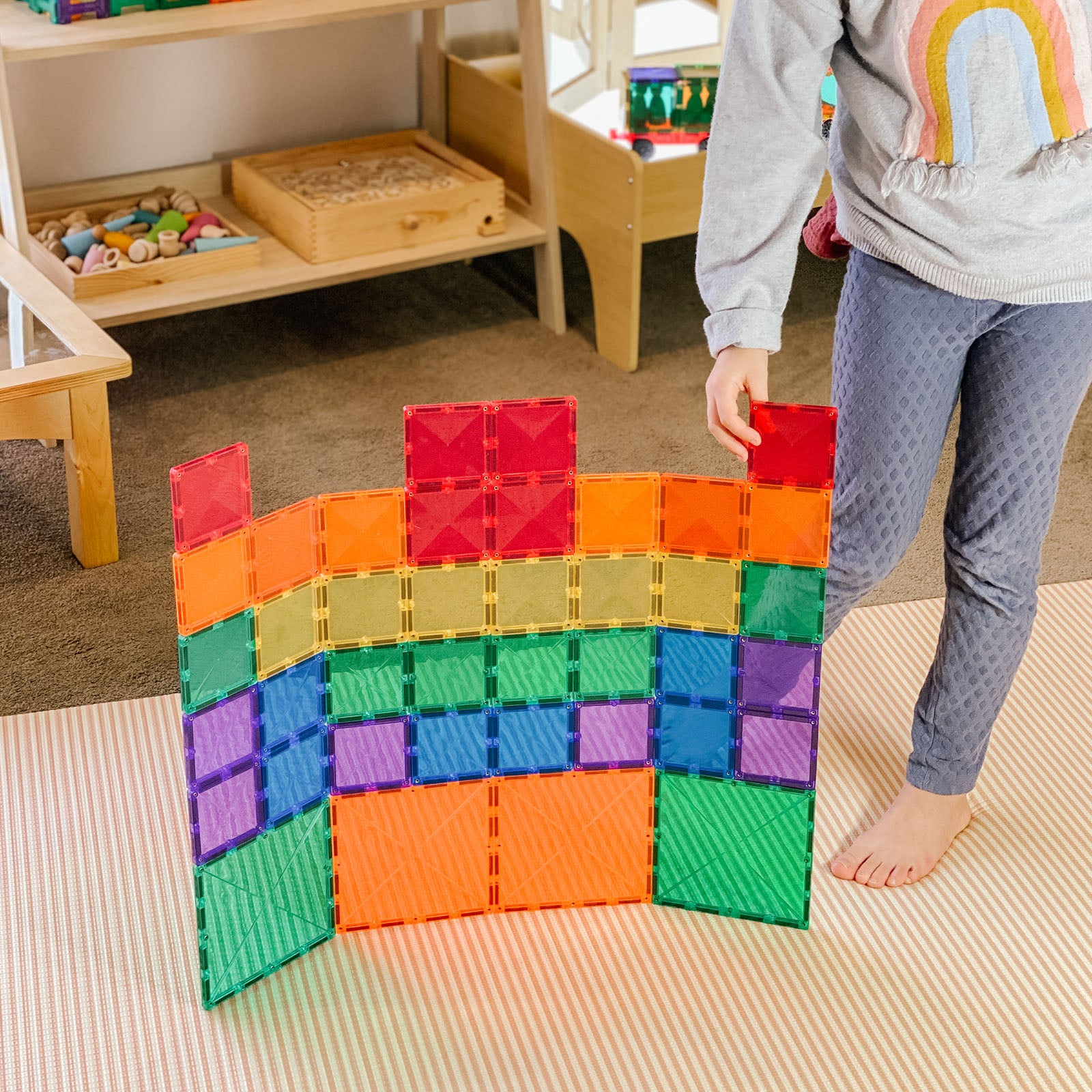 Magnetic Tiles Rainbow Square Pack - 42 Pieces