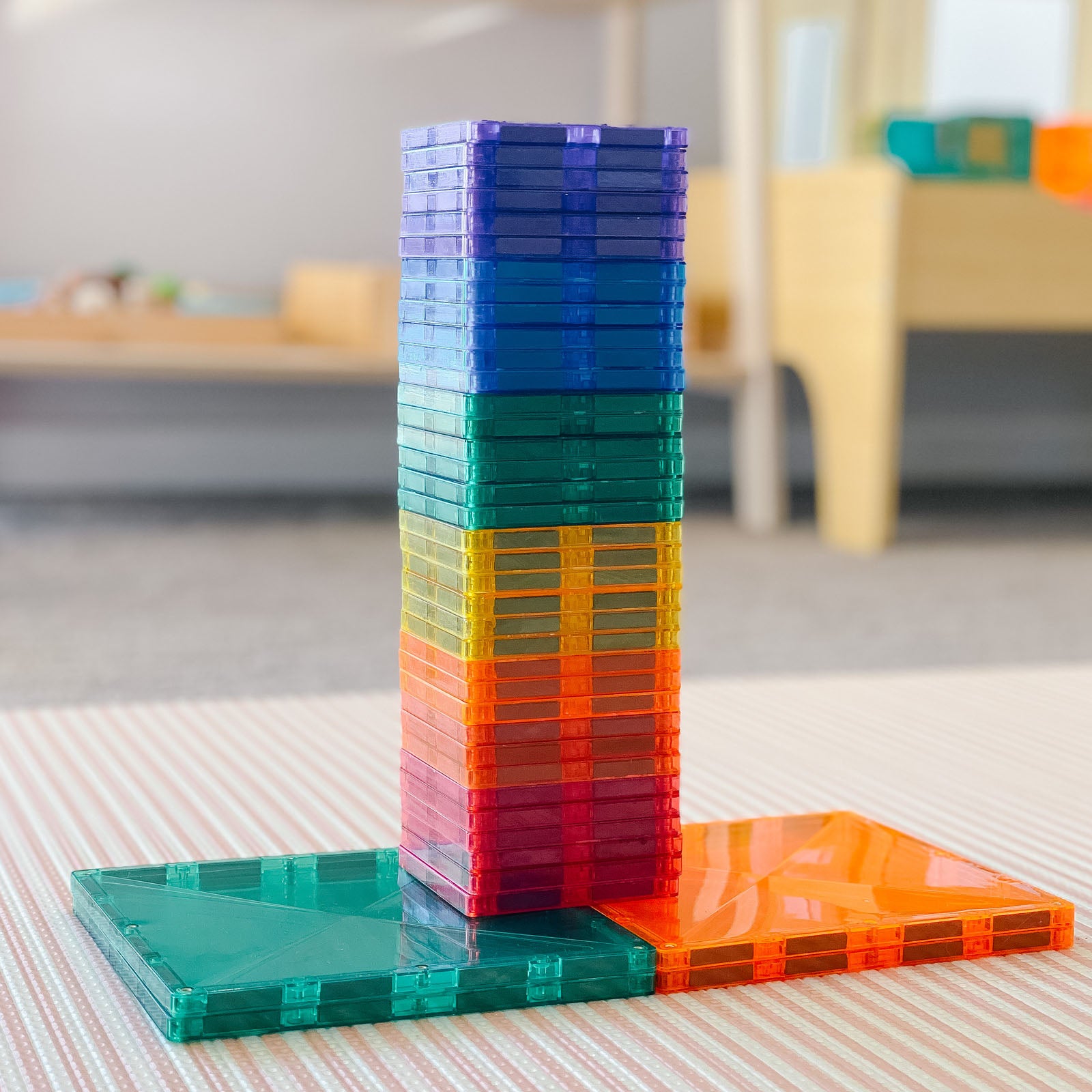 Magnetic Tiles Rainbow Square Pack - 42 Pieces