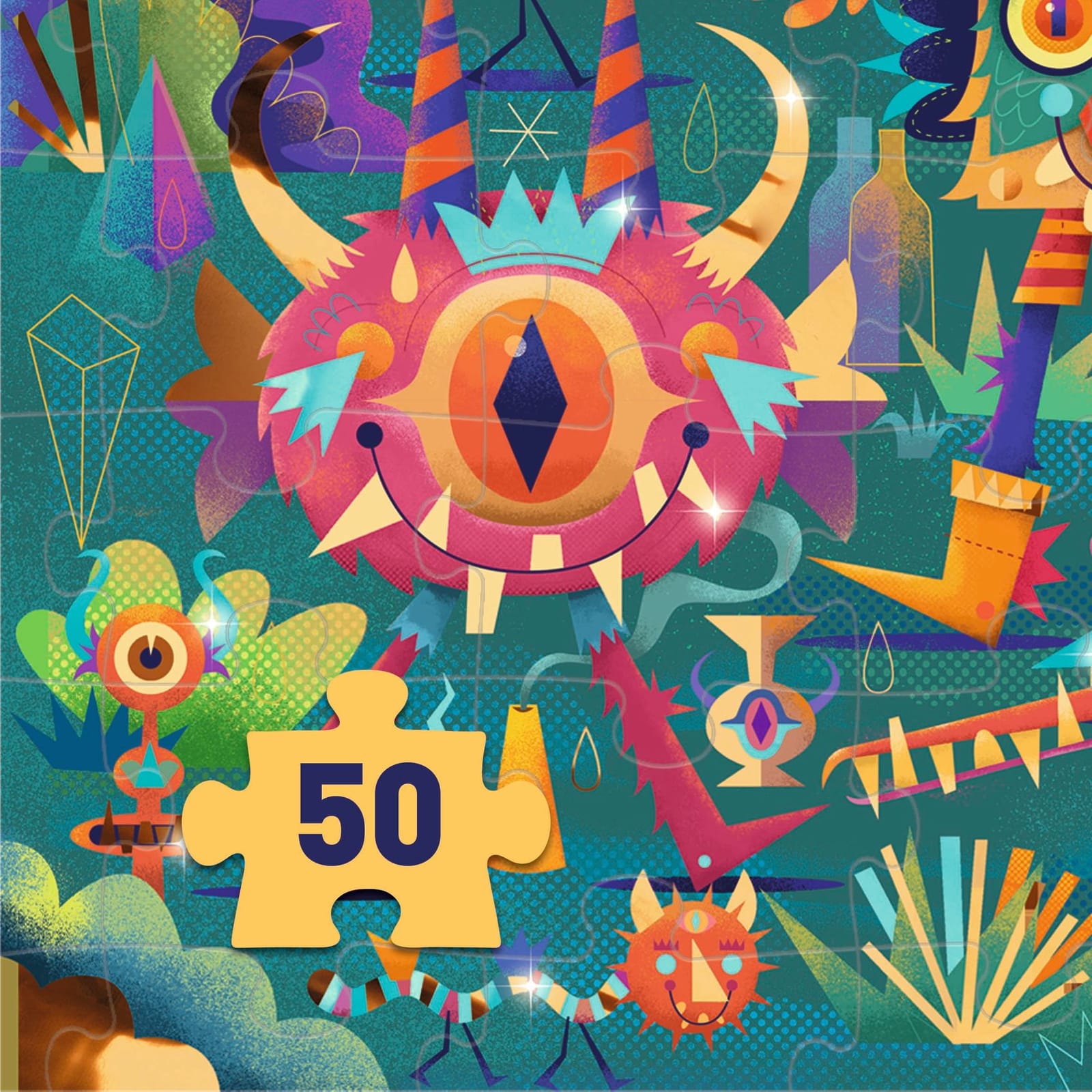 50 Piece Metallic Puzzle - Monster Party