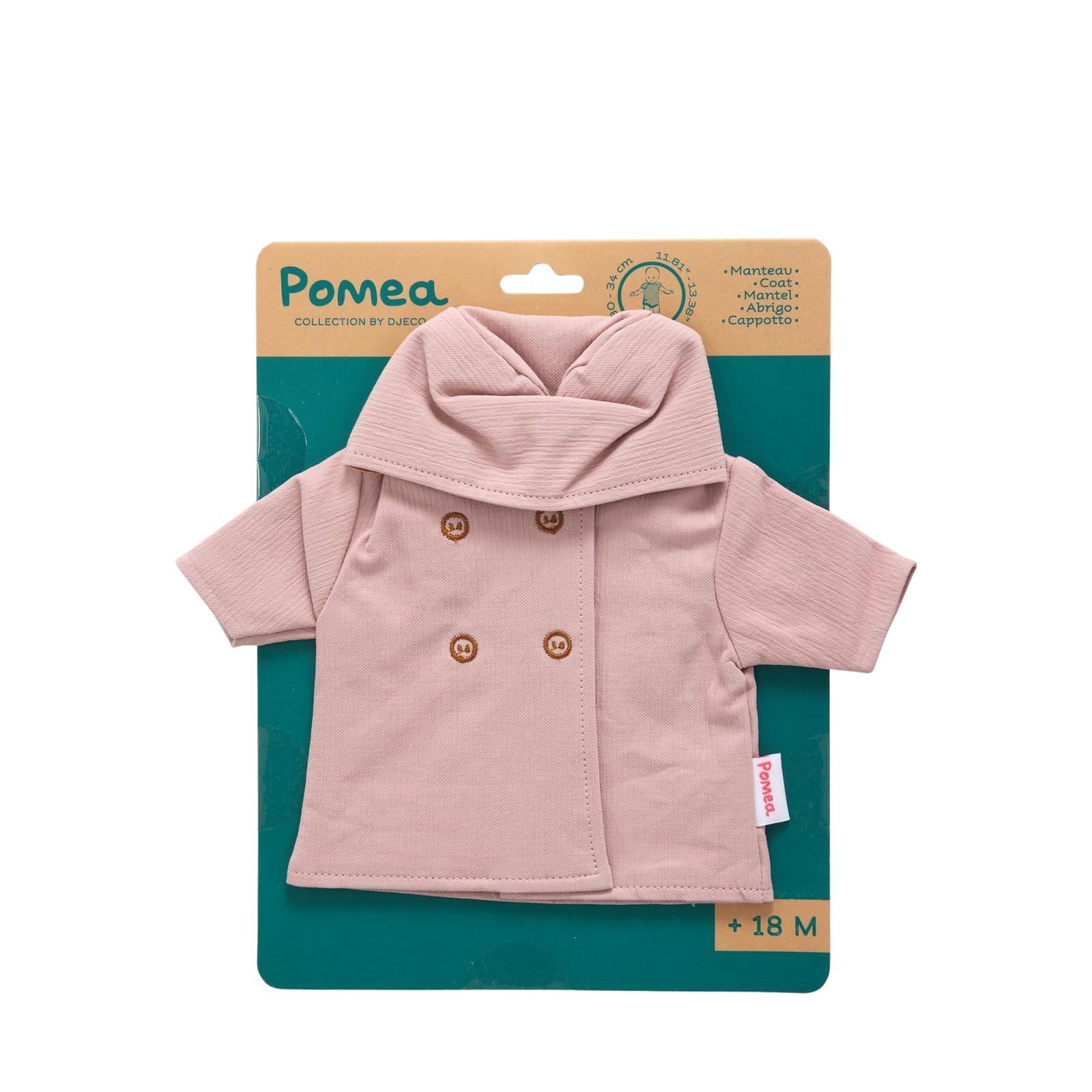 Doll Outfit Set 34cm - Pink Hooded Coat