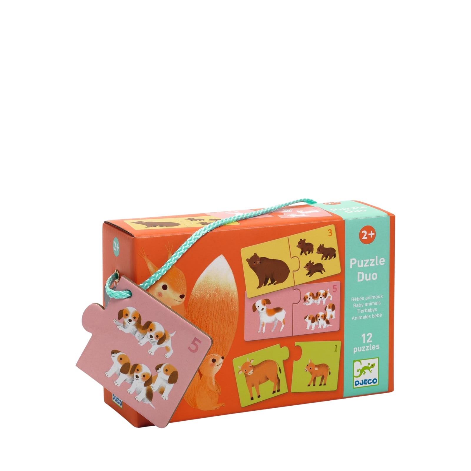 DJECO Puzzle Duo Bólidos - Gioco Educativo Per Bambini, 12 Pezzi, Colori Brillanti, Coordinazione Mano-Occhio, Età 2+